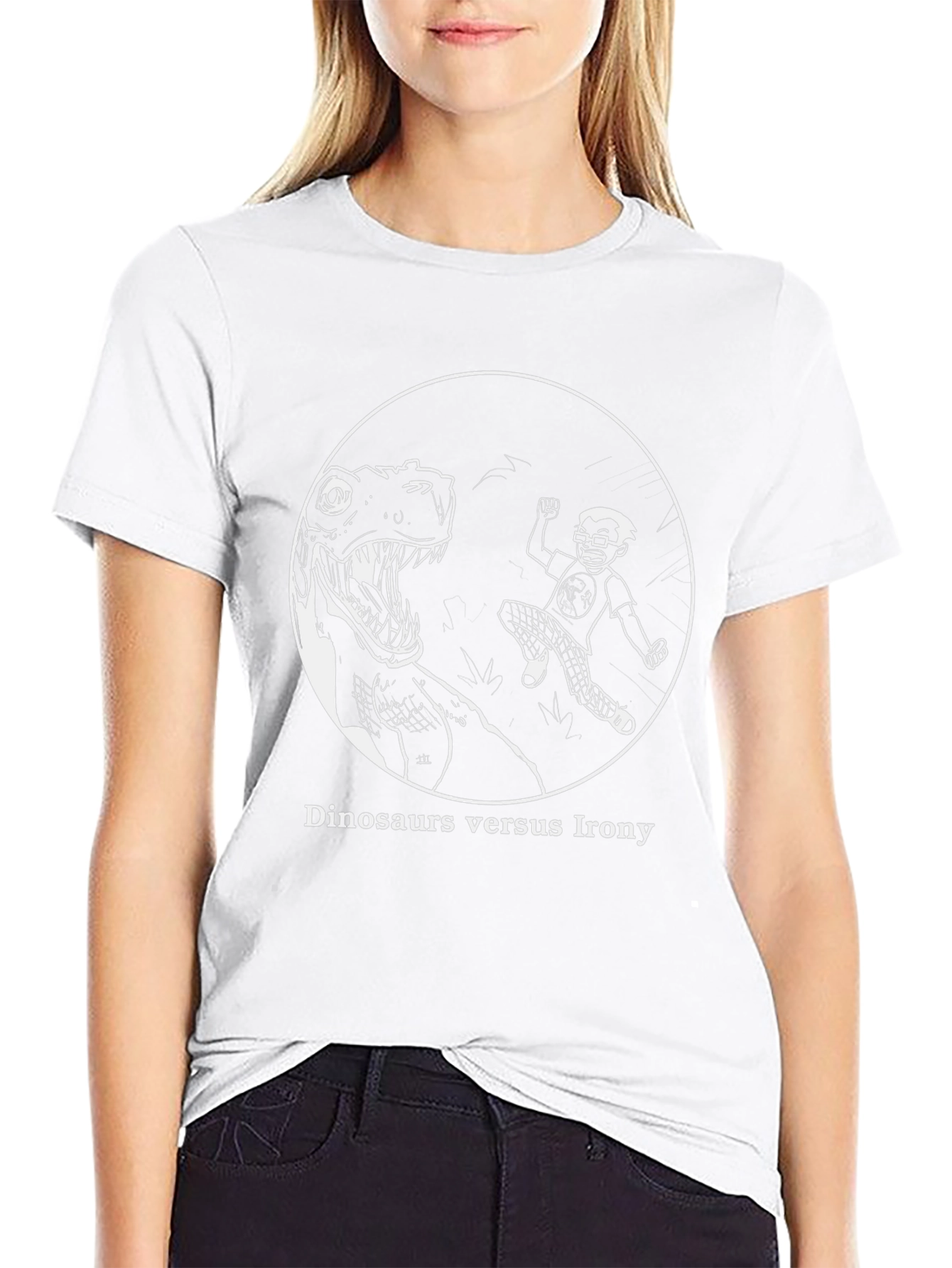 Dinosaurs vs. Irony Graphic T-Shirt - Black