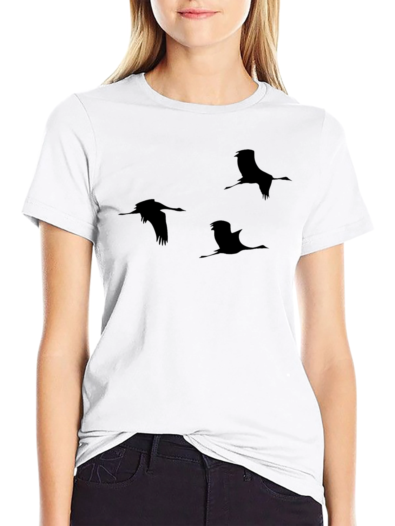 Black Crane Silhouette T-Shirt