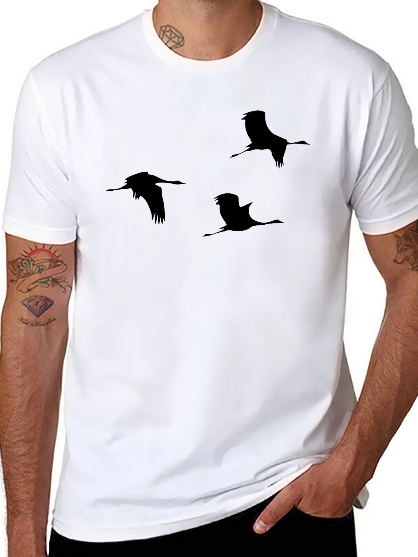 Black Crane Silhouette T-Shirt