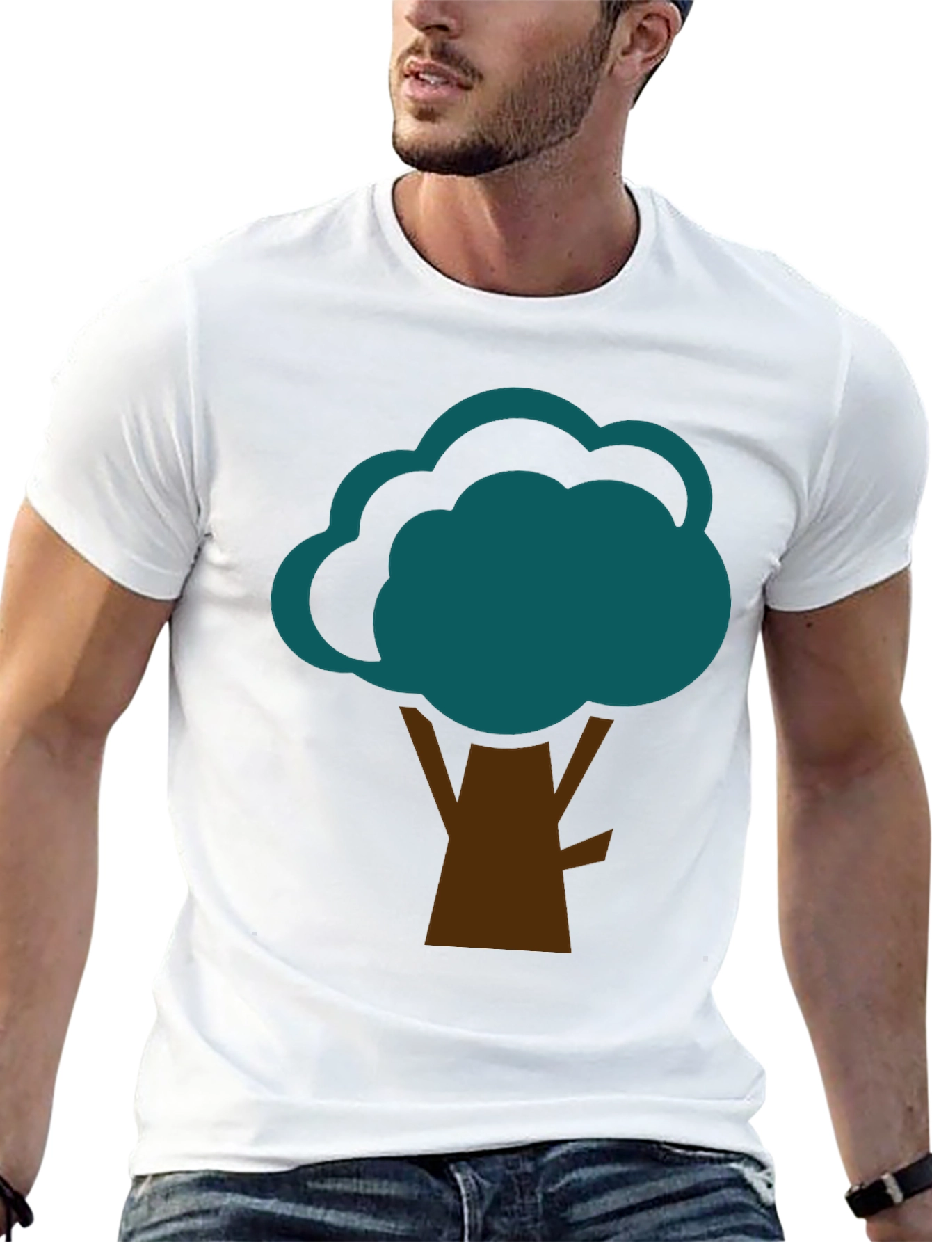 Abstract Tree Graphic Tee - Black Cotton Casual Shirt