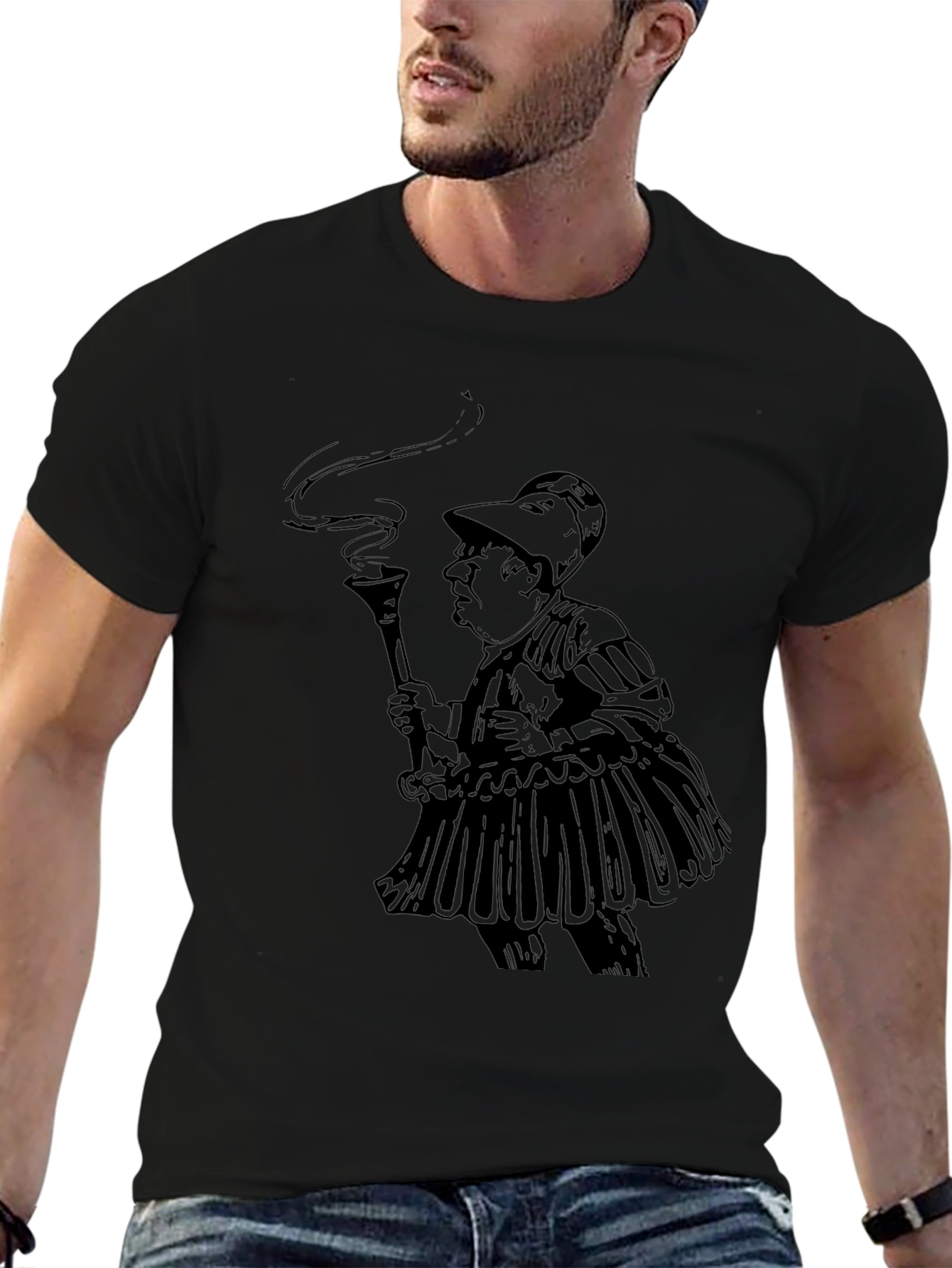 Black T-Shirt with Humorous Retro Print