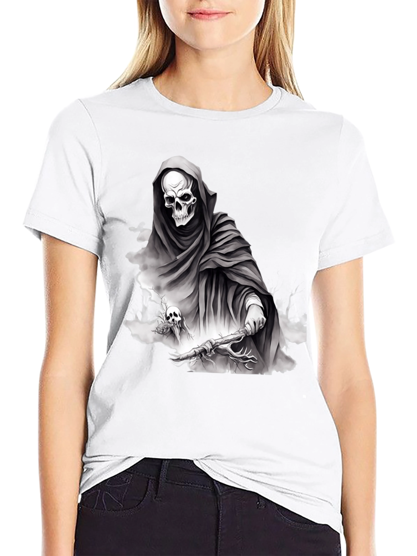 Grim Reaper Graphic T-Shirt - Dark Fantasy Style