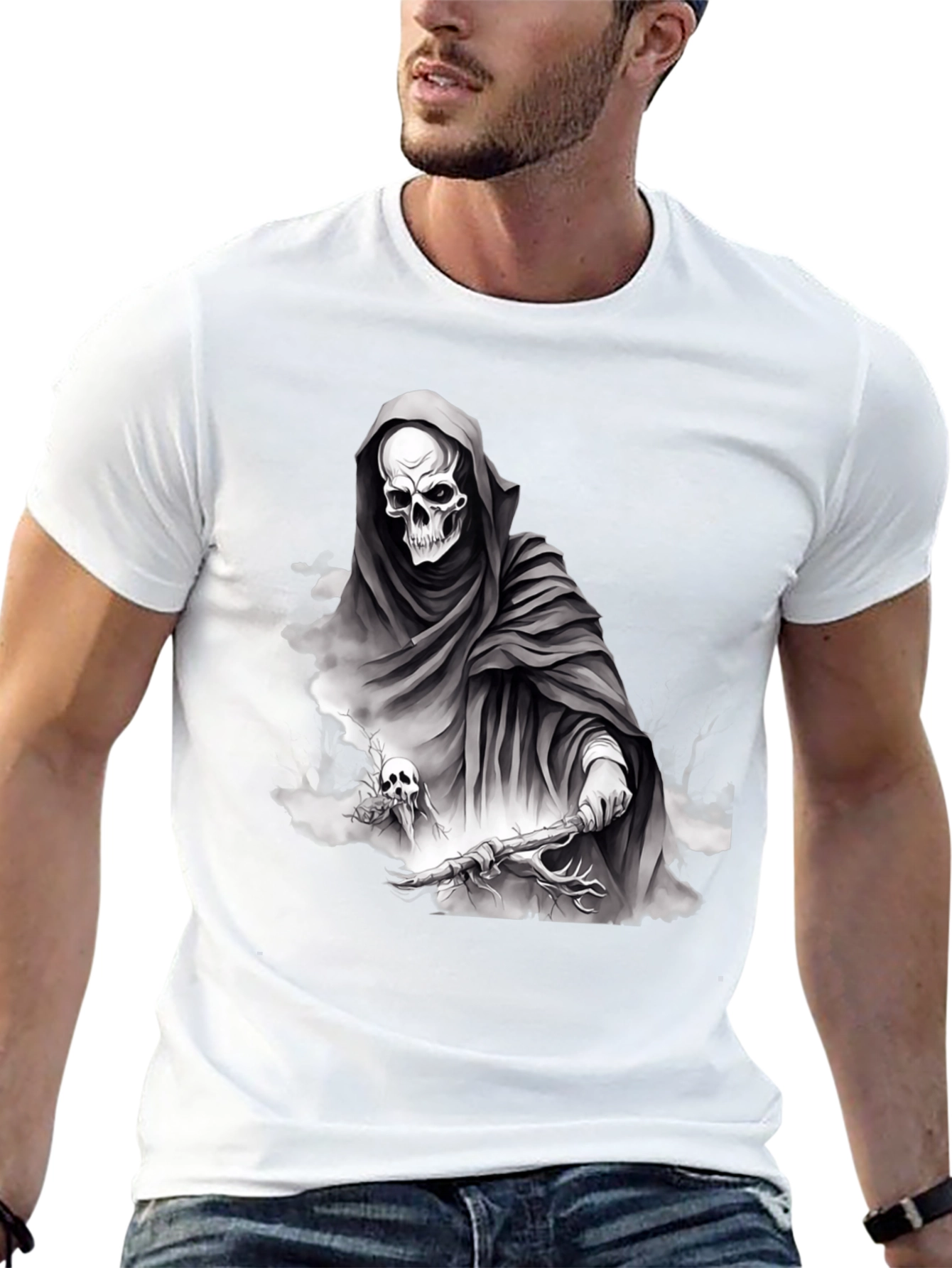 Grim Reaper Graphic T-Shirt - Dark Fantasy Style