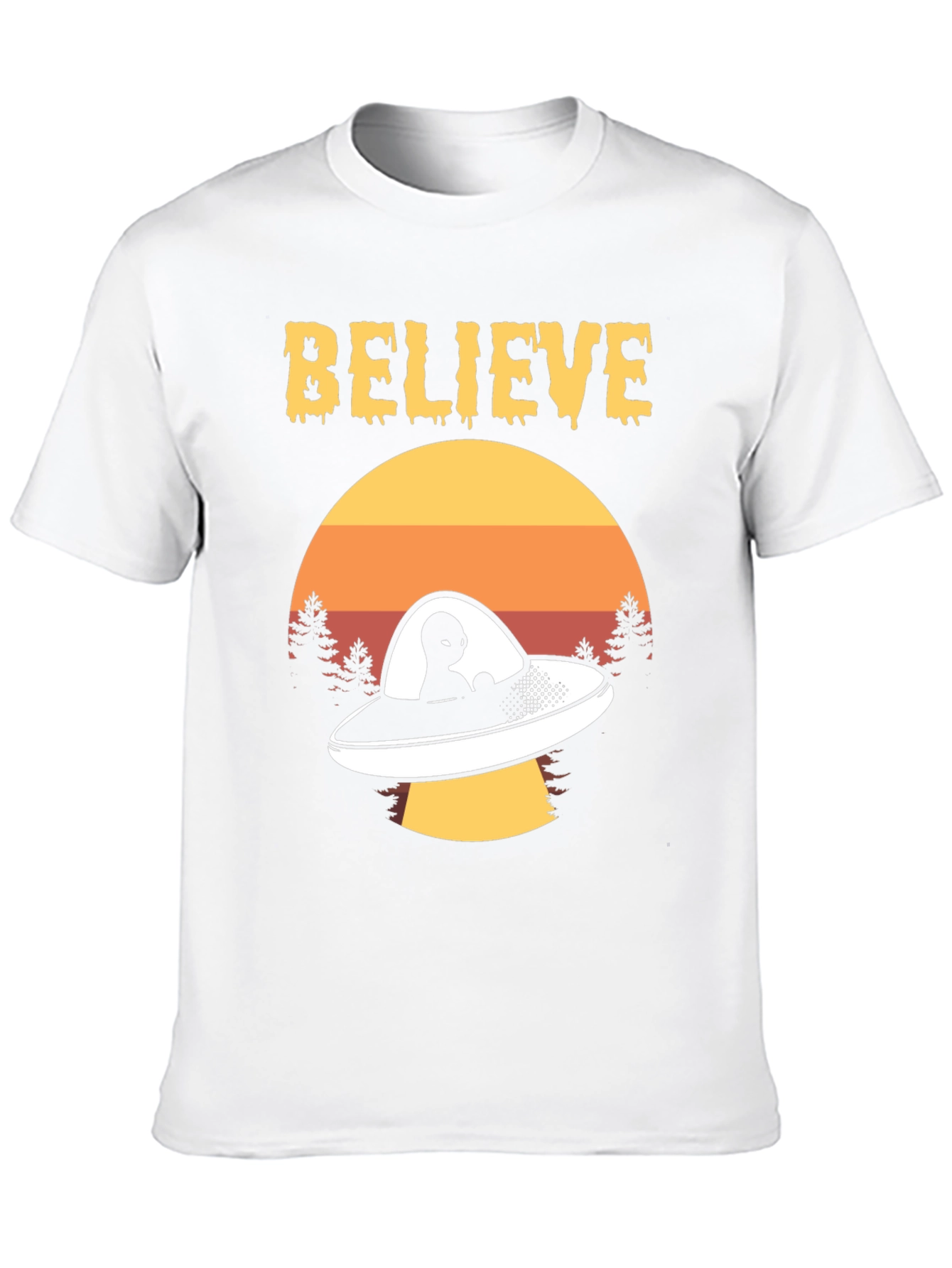 Believe Alien UFO Graphic Tee Retro Style