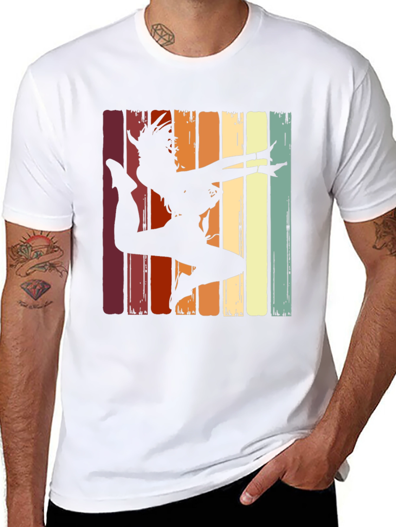 Retro Dancer Graphic Tee - Black Cotton T-Shirt
