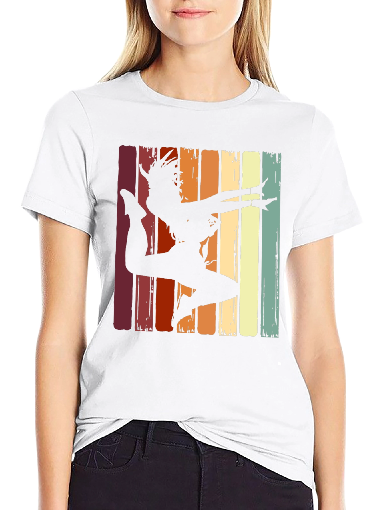 Retro Dancer Graphic Tee - Black Cotton T-Shirt