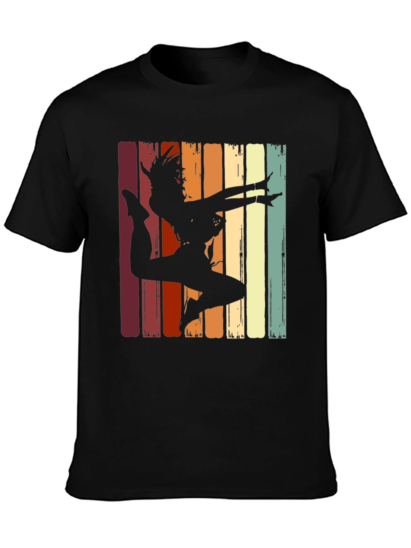 Retro Dancer Graphic Tee - Black Cotton T-Shirt