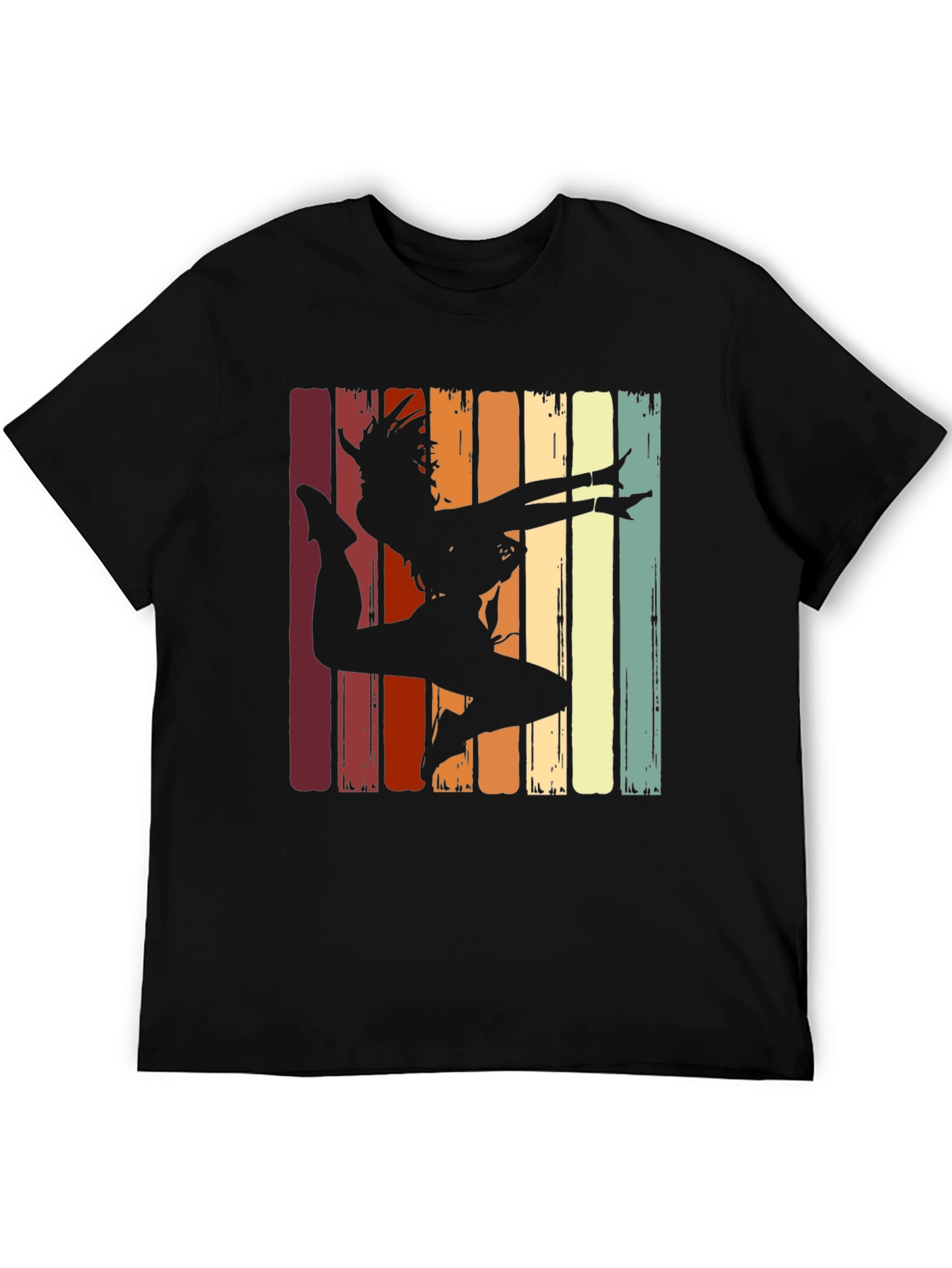 Retro Dancer Graphic Tee - Black Cotton T-Shirt