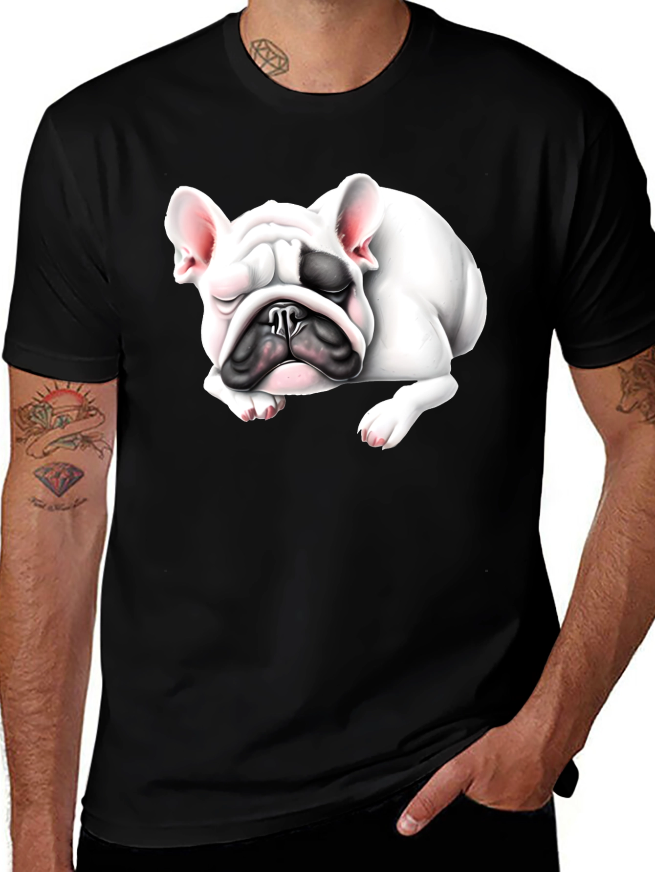 Sleeping Bulldog Graphic Tee - Black Cotton Comfort