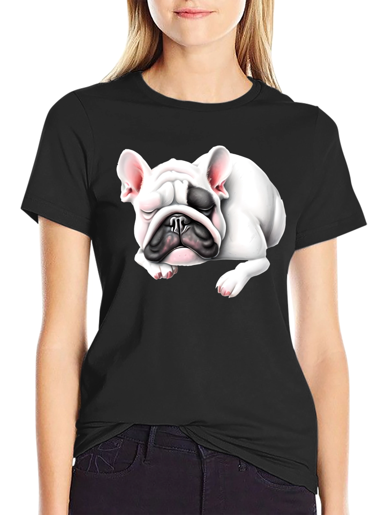 Sleeping Bulldog Graphic Tee - Black Cotton Comfort