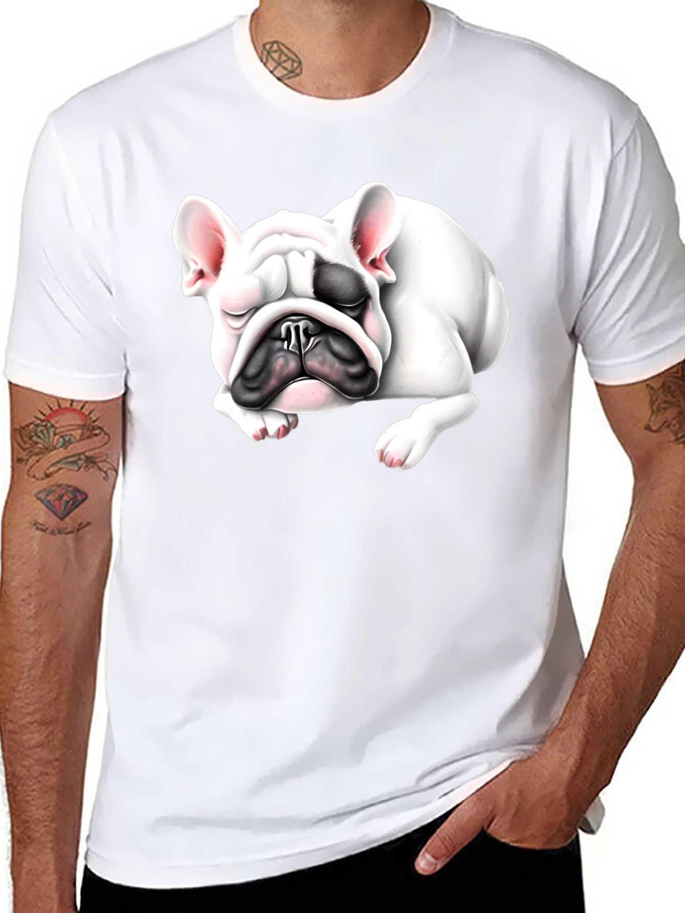 Sleeping Bulldog Graphic Tee - Black Cotton Comfort