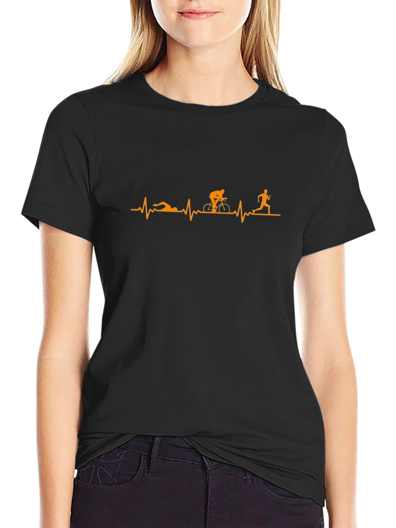 Triathlon Heartbeat T-Shirt - Swim Bike Run