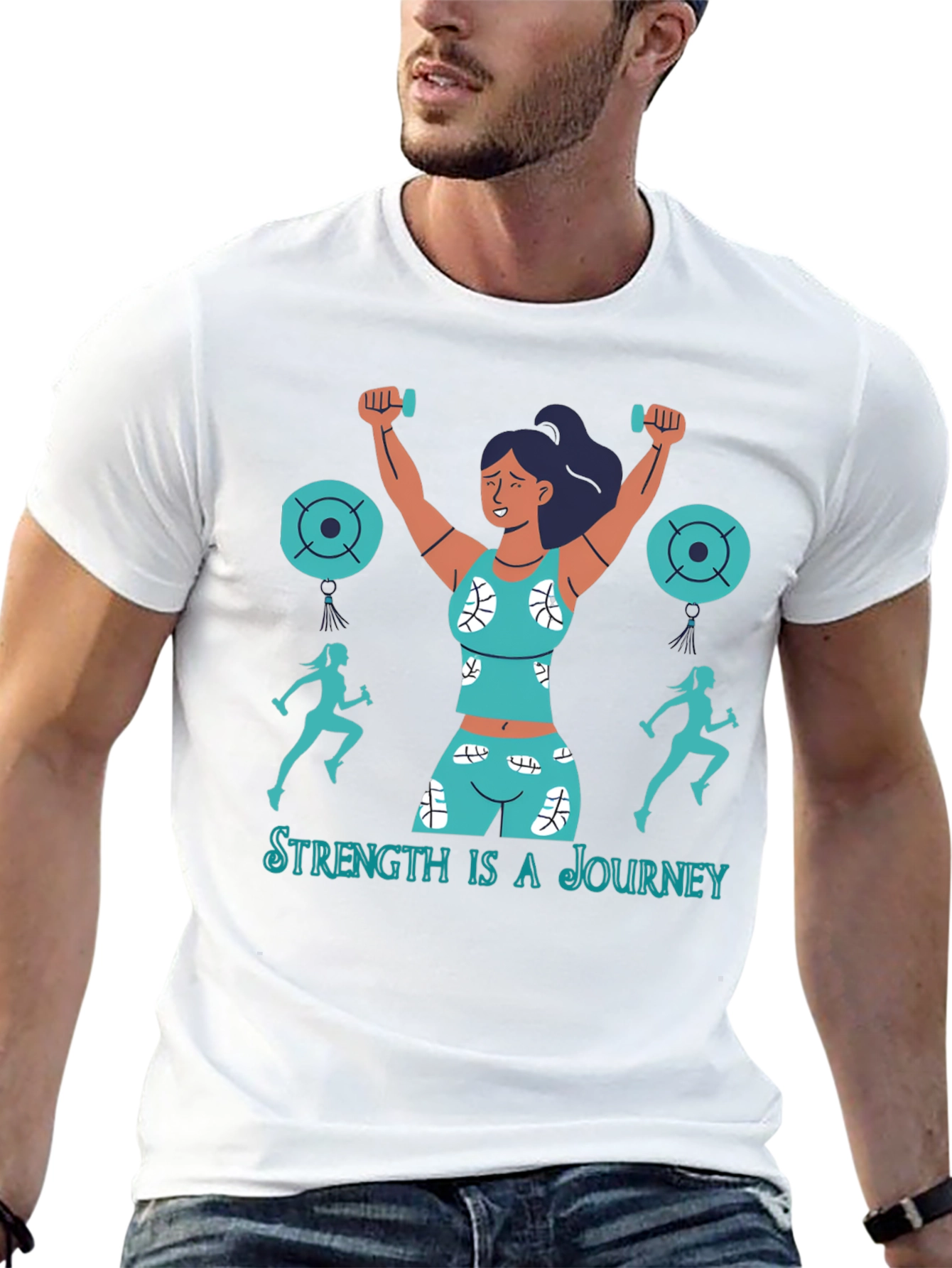 Strength is a Journey Graphic T-Shirt - Fitness Design