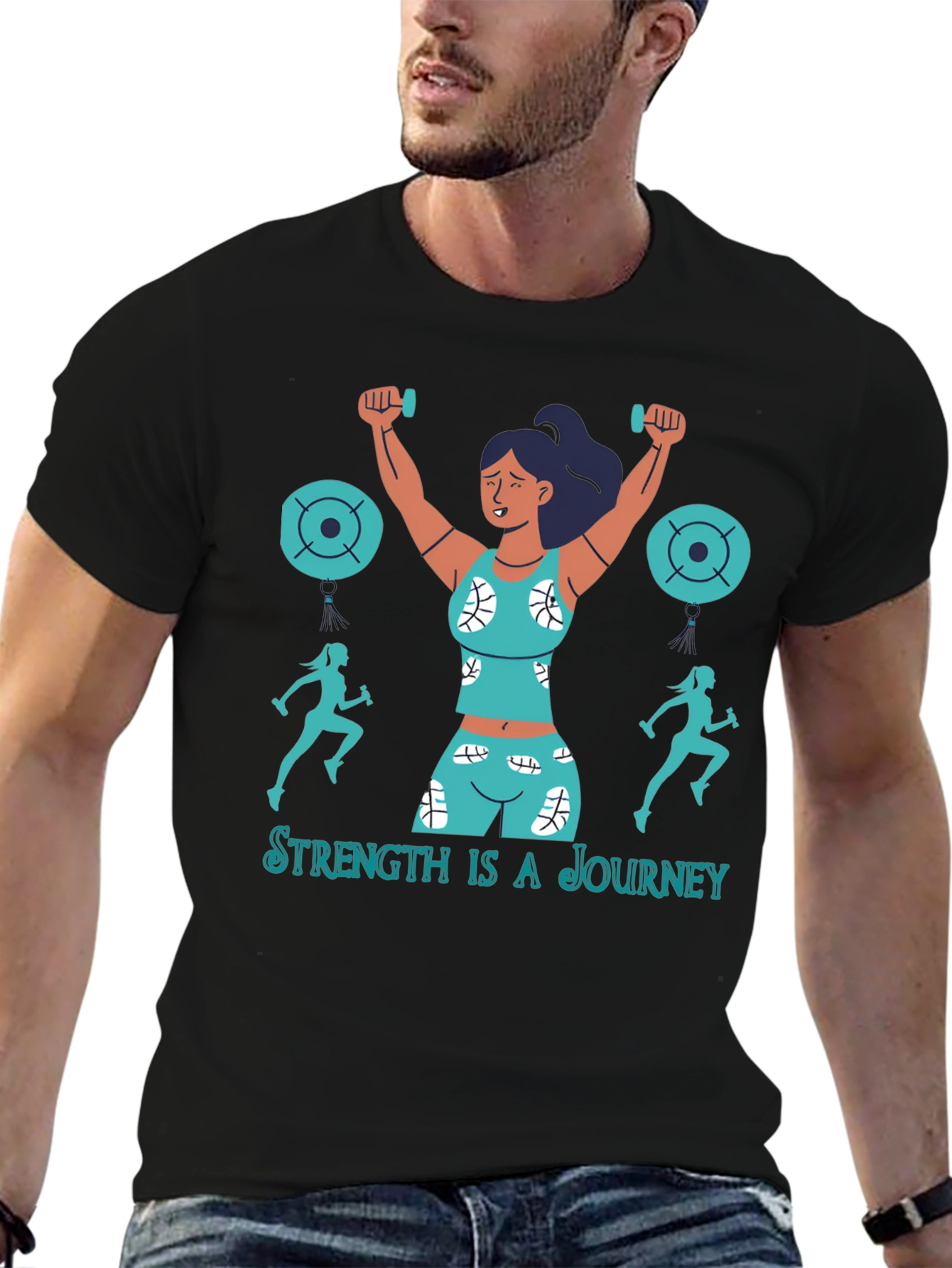 Strength is a Journey Graphic T-Shirt - Fitness Design