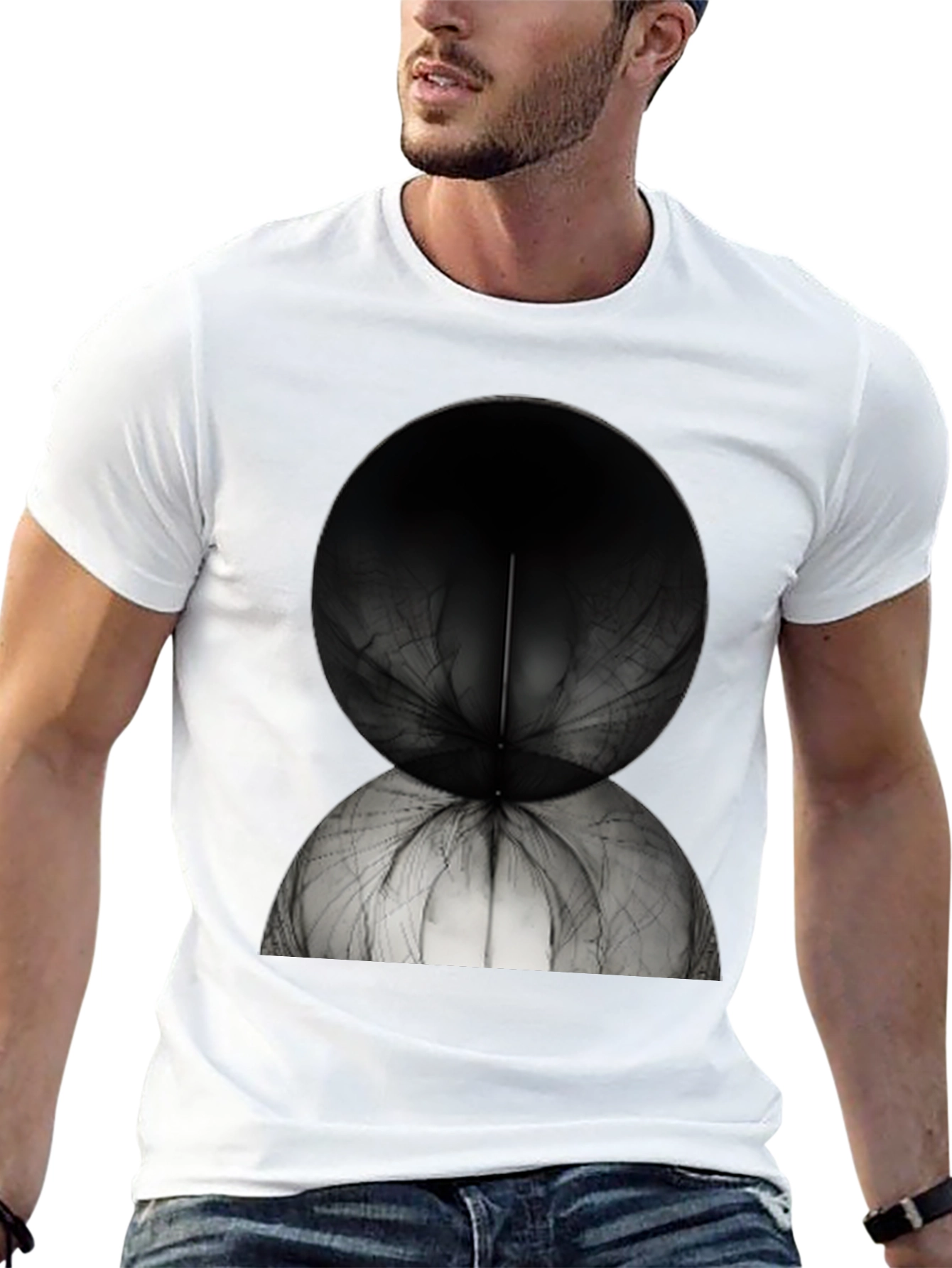 Abstract Spherical Design Tee - Modern Black T-Shirt