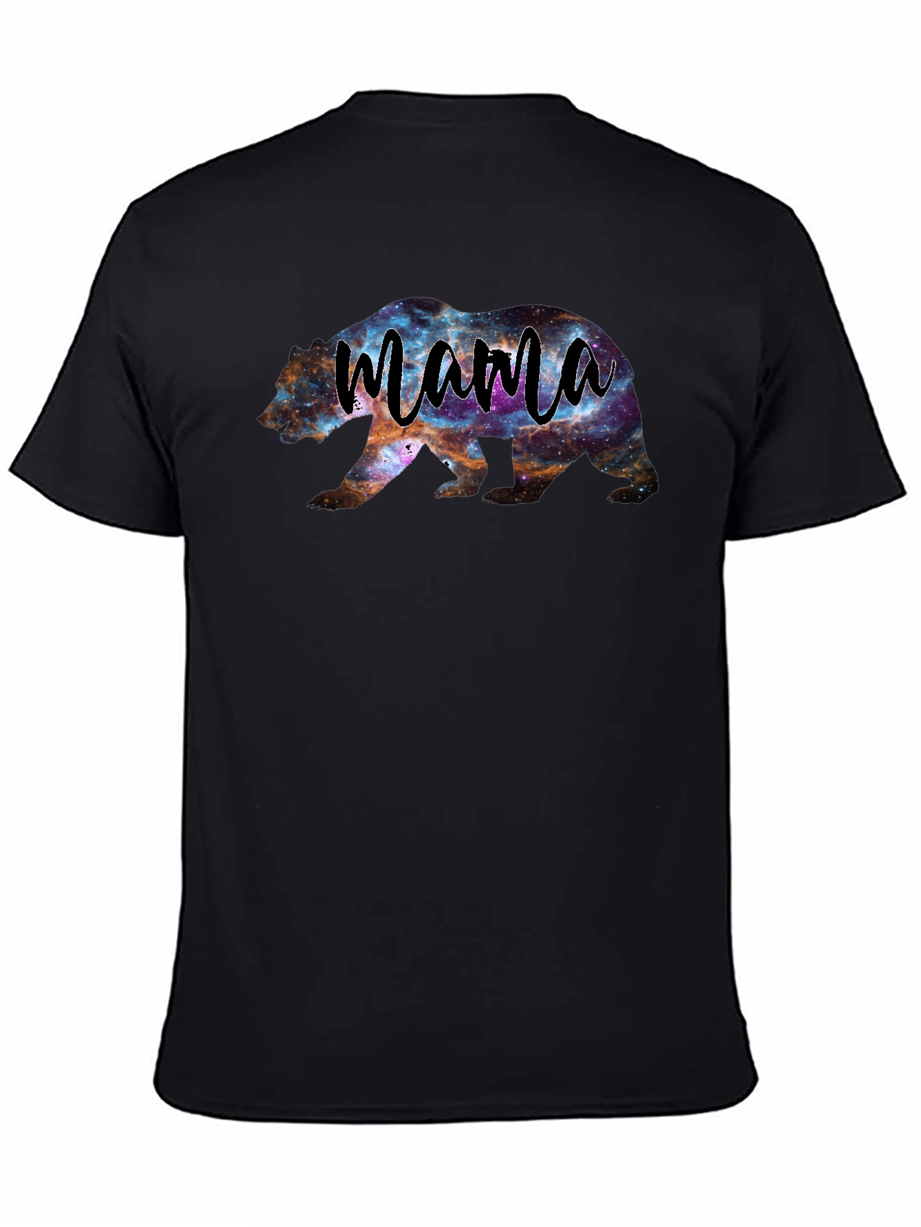 Mama Bear Galaxy Print Black T-Shirt