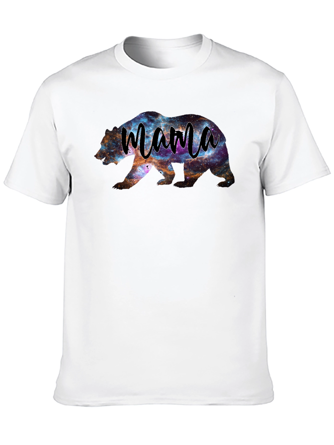 Mama Bear Galaxy Print Black T-Shirt