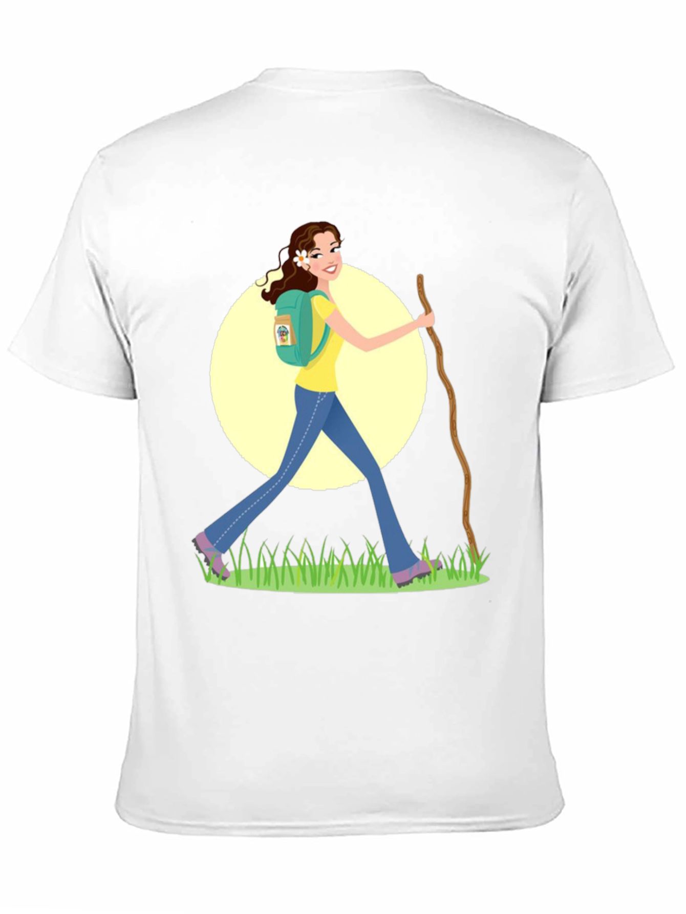 Hiking Woman Graphic Tee - Black Cotton Blend