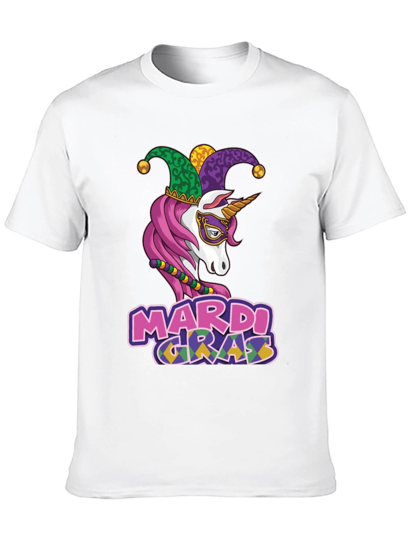 Mardi Gras Unicorn Graphic T-Shirt