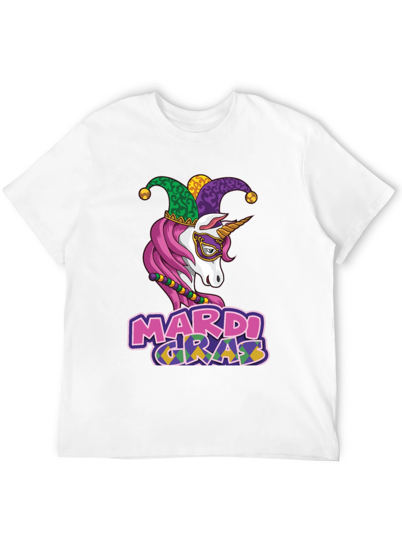 Mardi Gras Unicorn Graphic T-Shirt