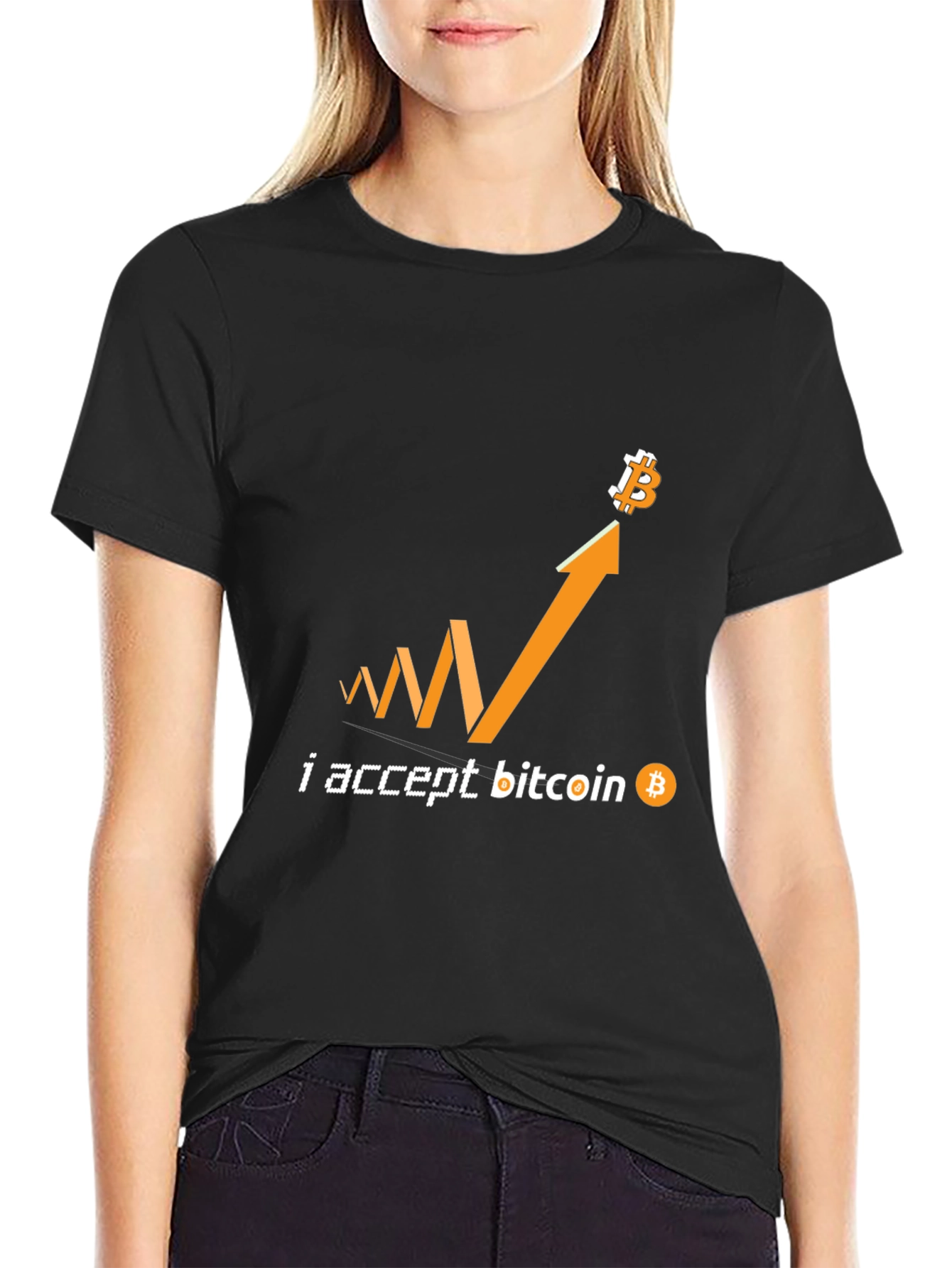 I Accept Bitcoin Black T-Shirt Crypto Currency Tee