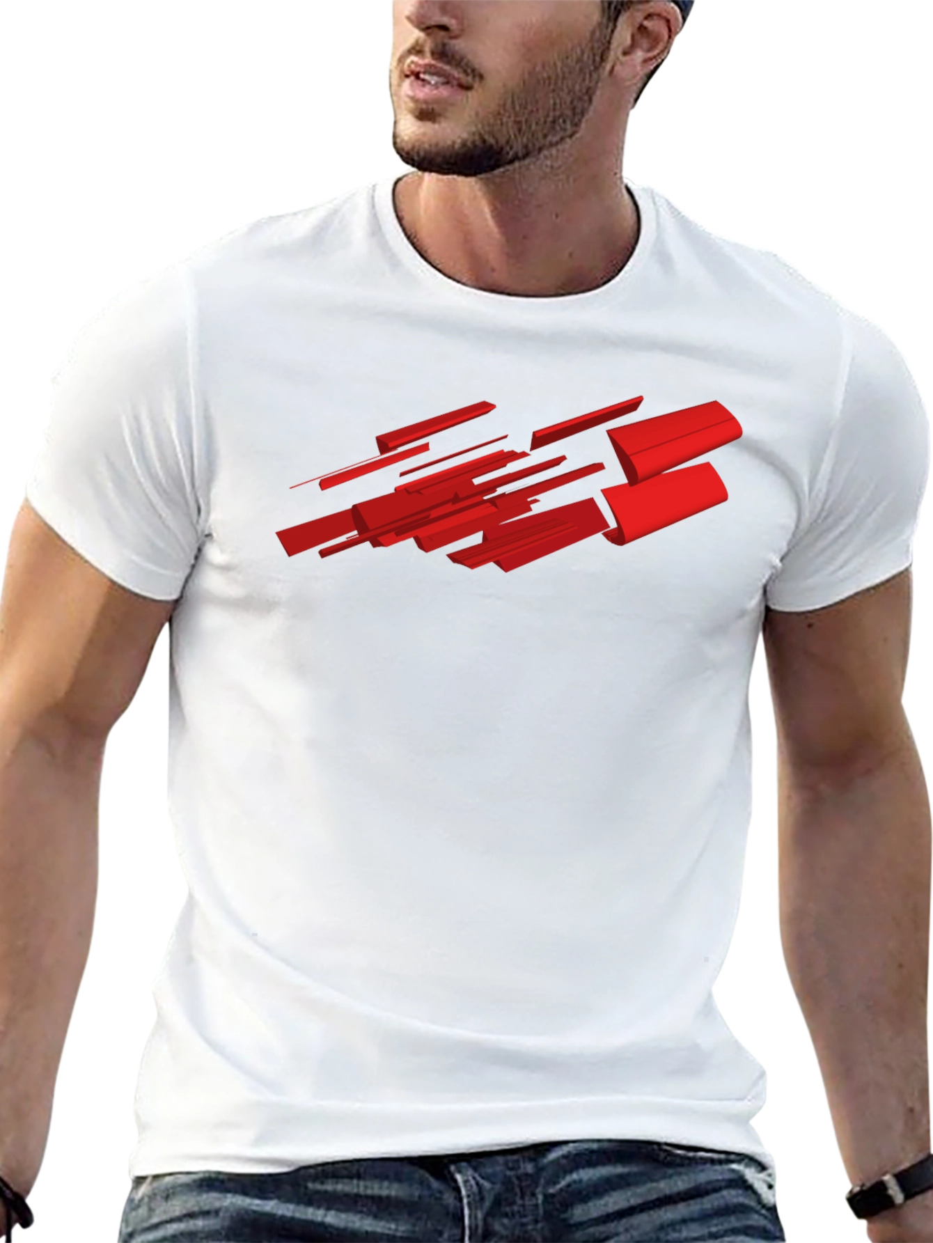 Abstract Red Graphic Black T-Shirt