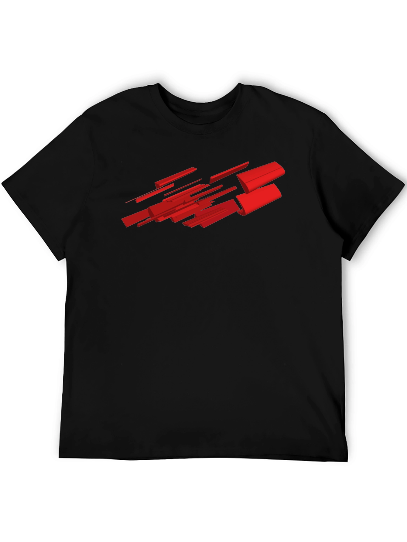 Abstract Red Graphic Black T-Shirt