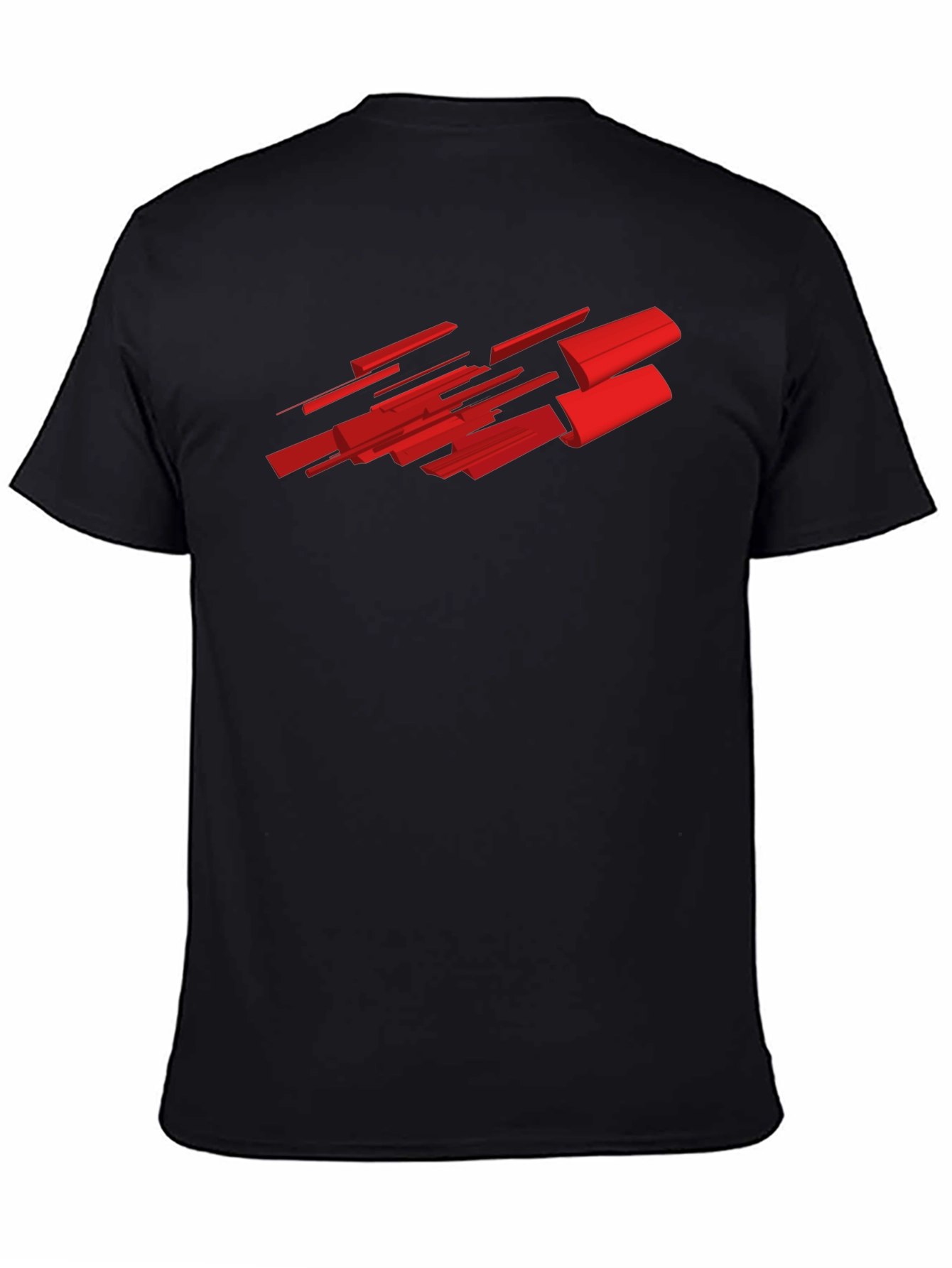 Abstract Red Graphic Black T-Shirt