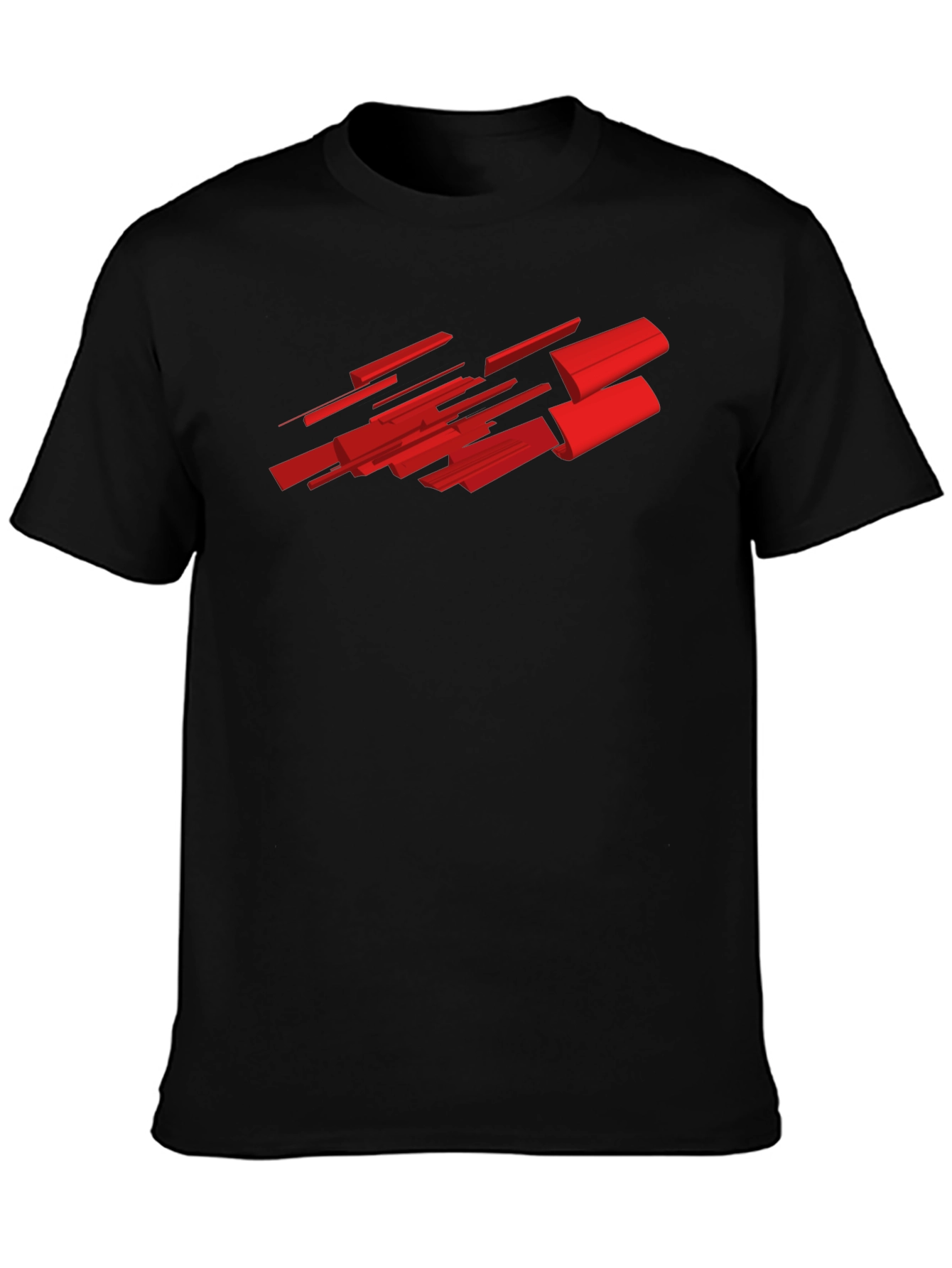 Abstract Red Graphic Black T-Shirt