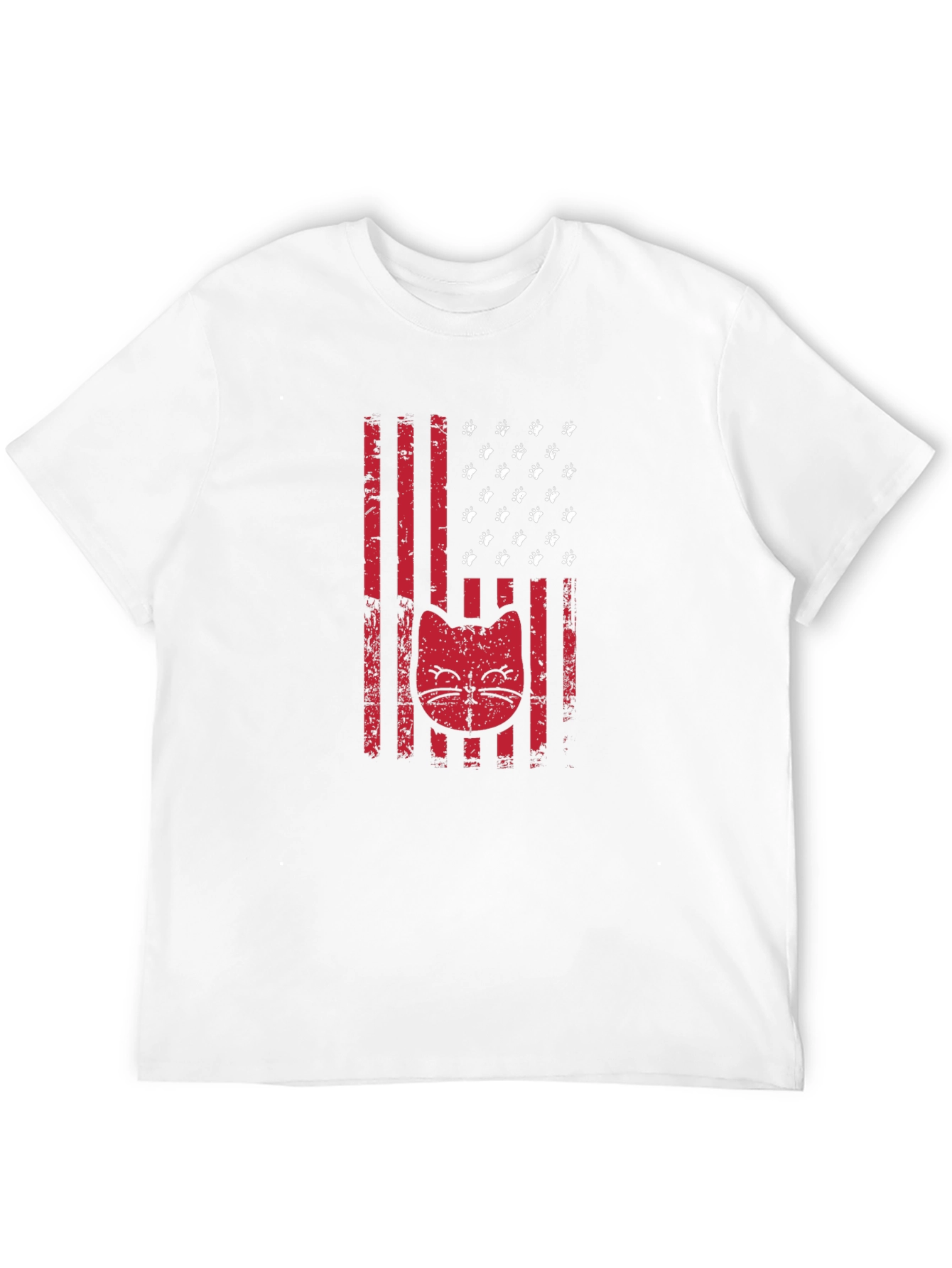 Patriotic Cat Paw Print American Flag Graphic T-Shirt