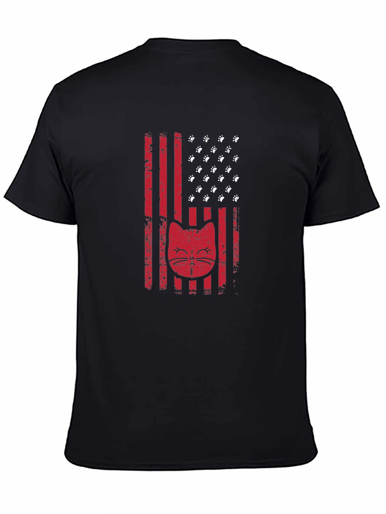 Patriotic Cat Paw Print American Flag Graphic T-Shirt