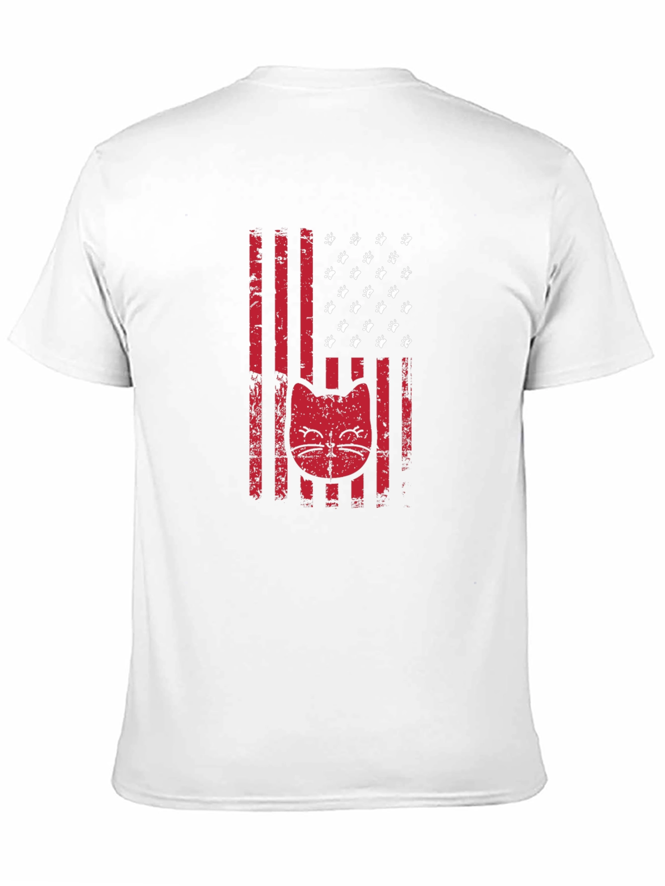 Patriotic Cat Paw Print American Flag Graphic T-Shirt
