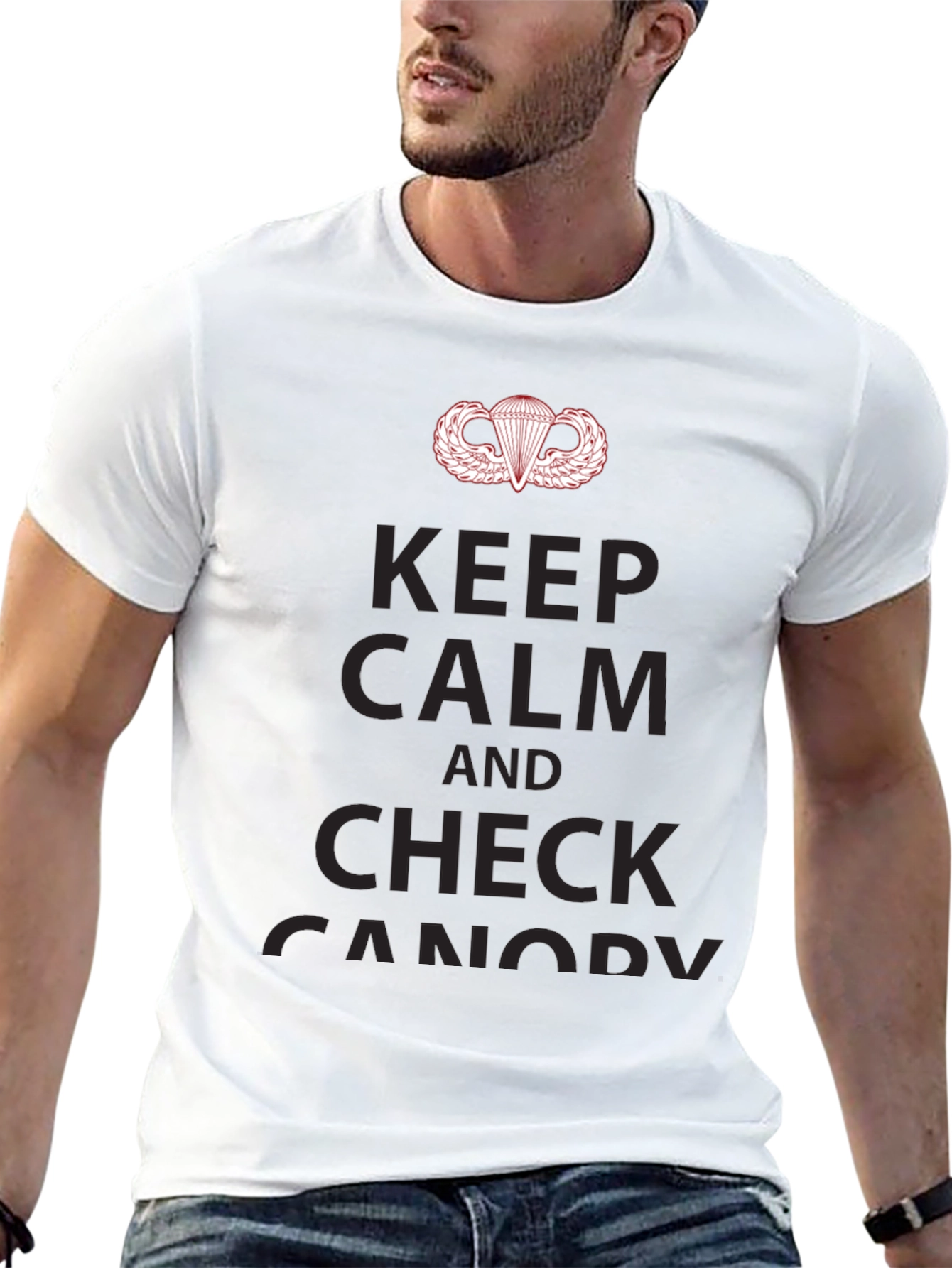 Keep Calm & Check Canopy Black T-Shirt