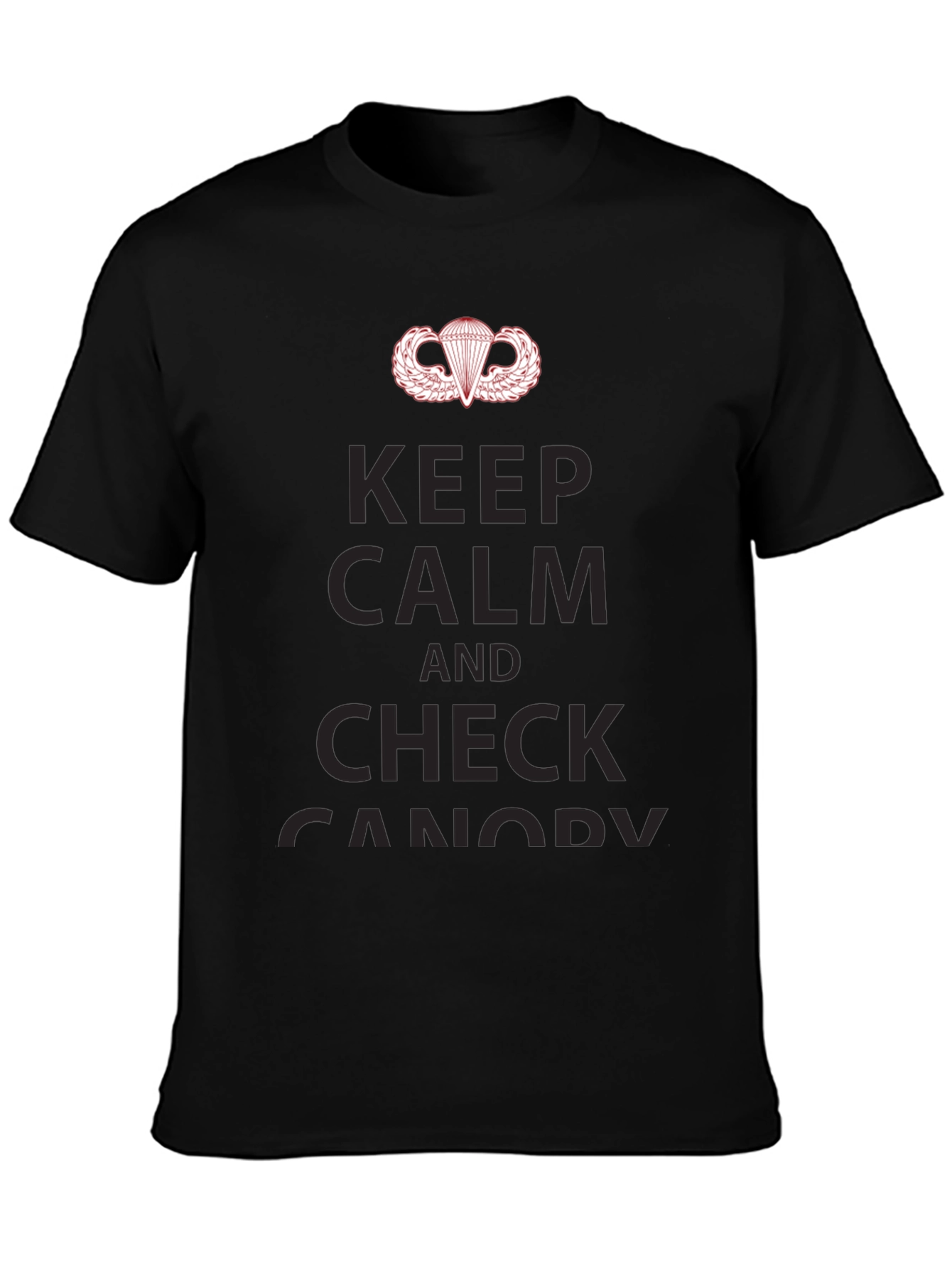 Keep Calm & Check Canopy Black T-Shirt