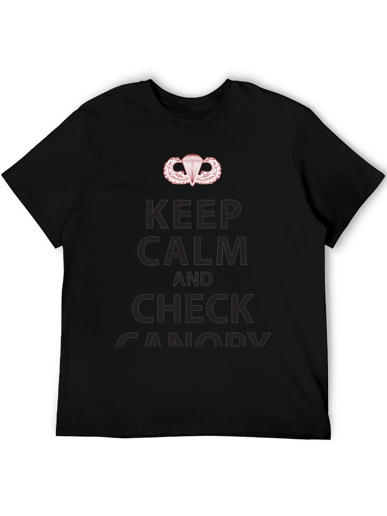 Keep Calm & Check Canopy Black T-Shirt