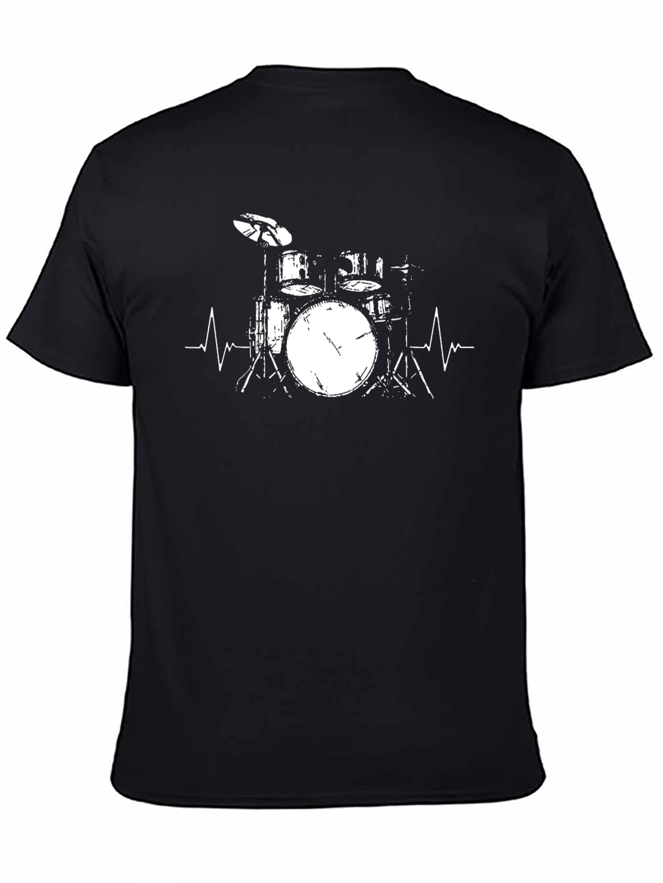 Drum Kit Heartbeat Graphic Tee - Black
