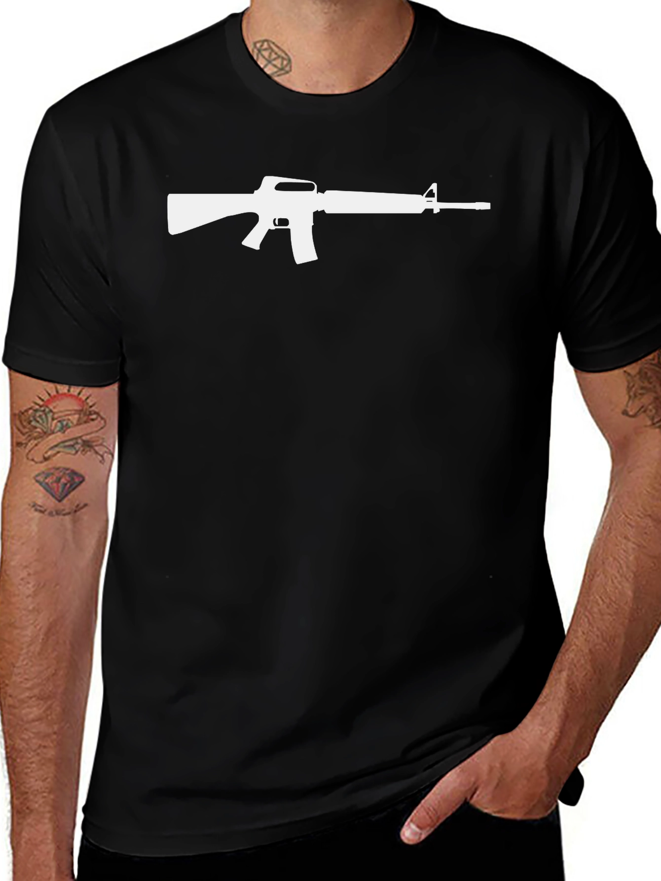 Rifle Graphic T-Shirt - Black Cotton Tee