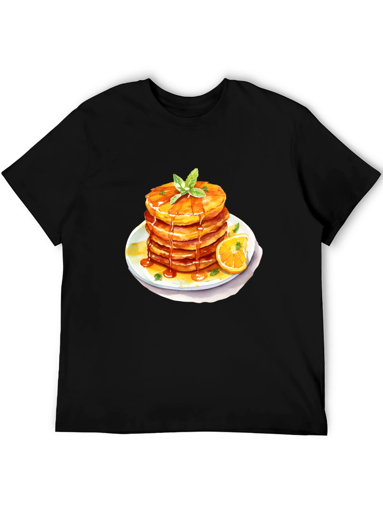 Pancake Stack Graphic Tee - Breakfast Lovers Black T-Shirt