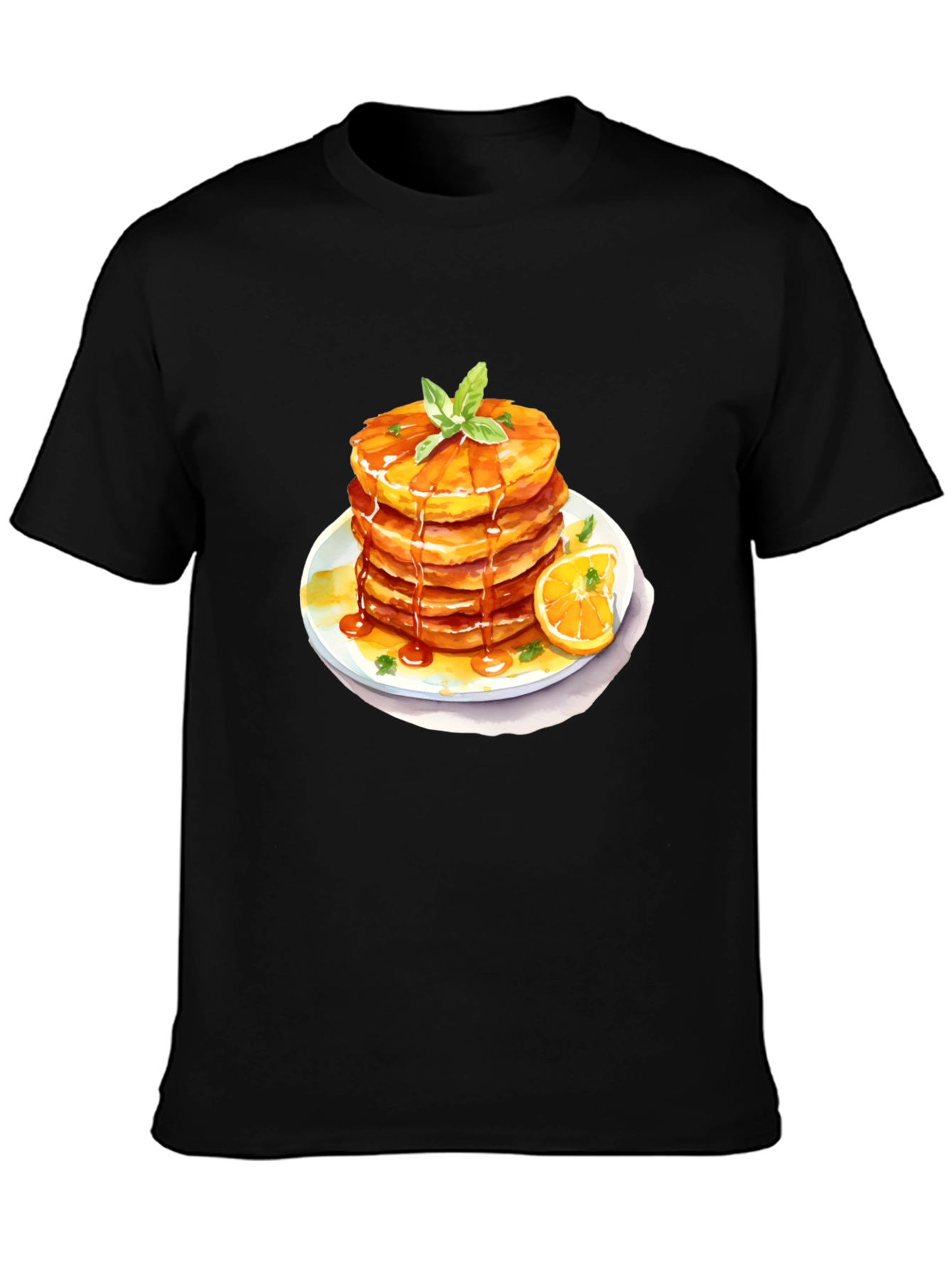 Pancake Stack Graphic Tee - Breakfast Lovers Black T-Shirt