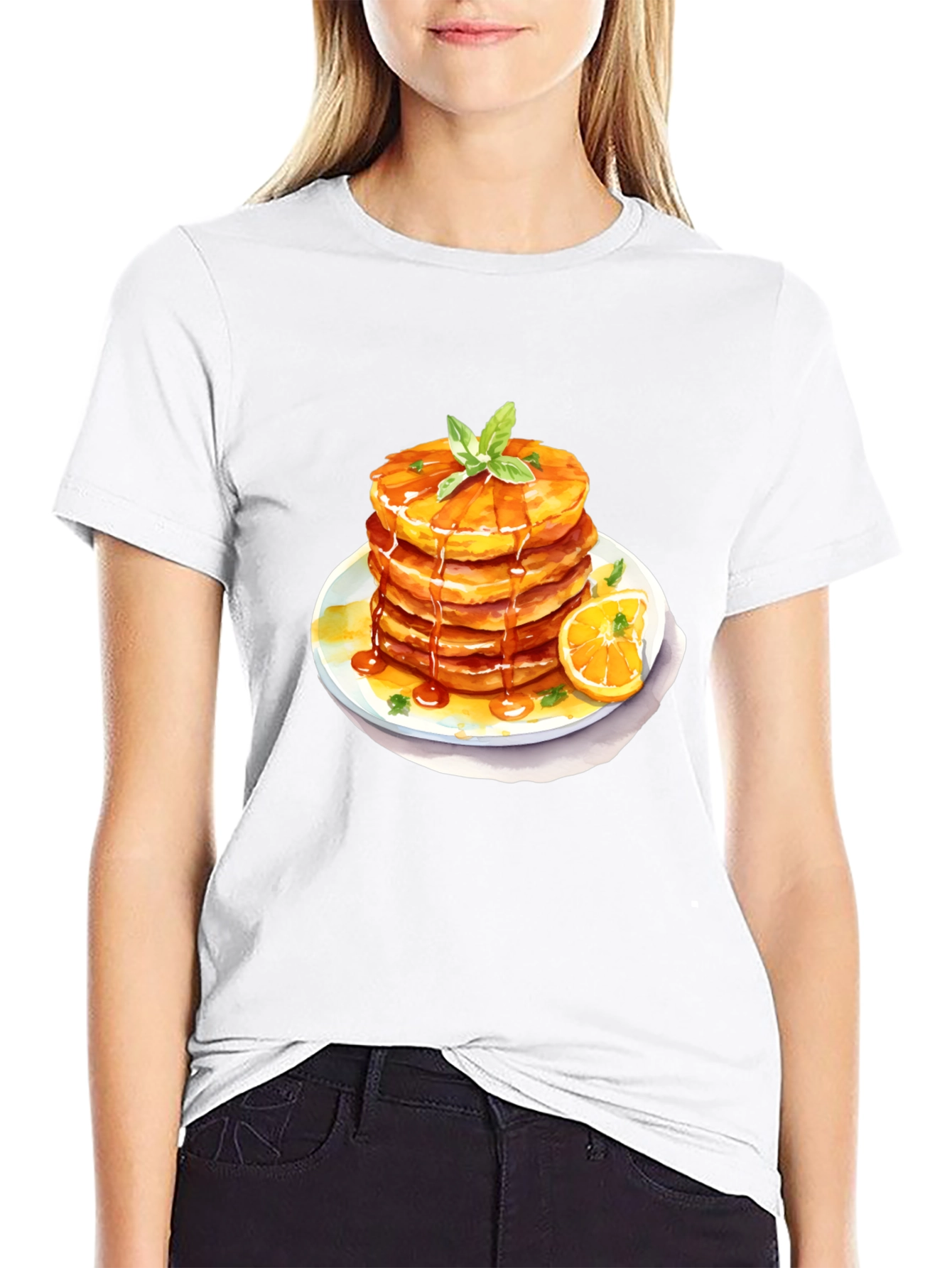 Pancake Stack Graphic Tee - Breakfast Lovers Black T-Shirt