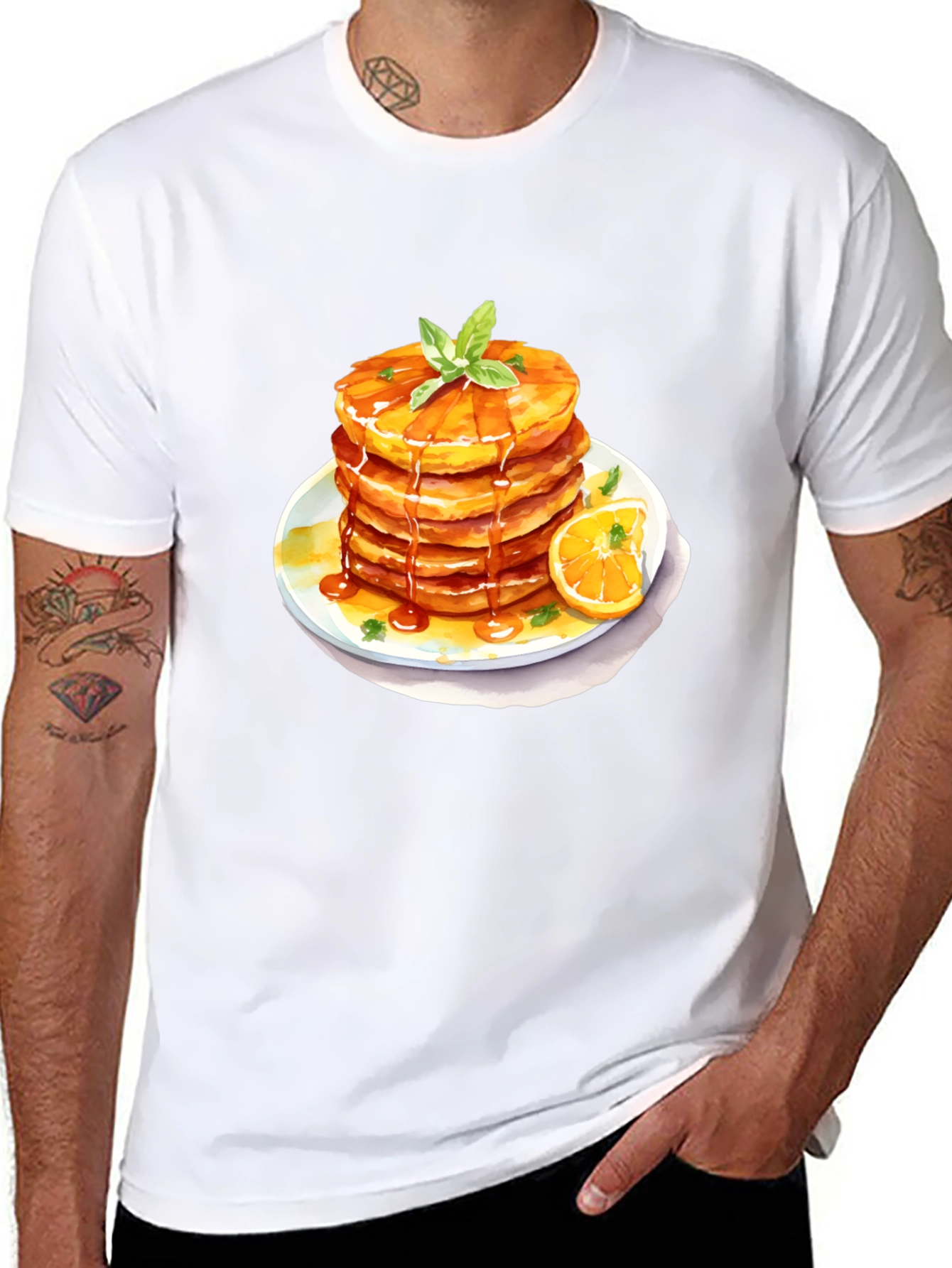 Pancake Stack Graphic Tee - Breakfast Lovers Black T-Shirt