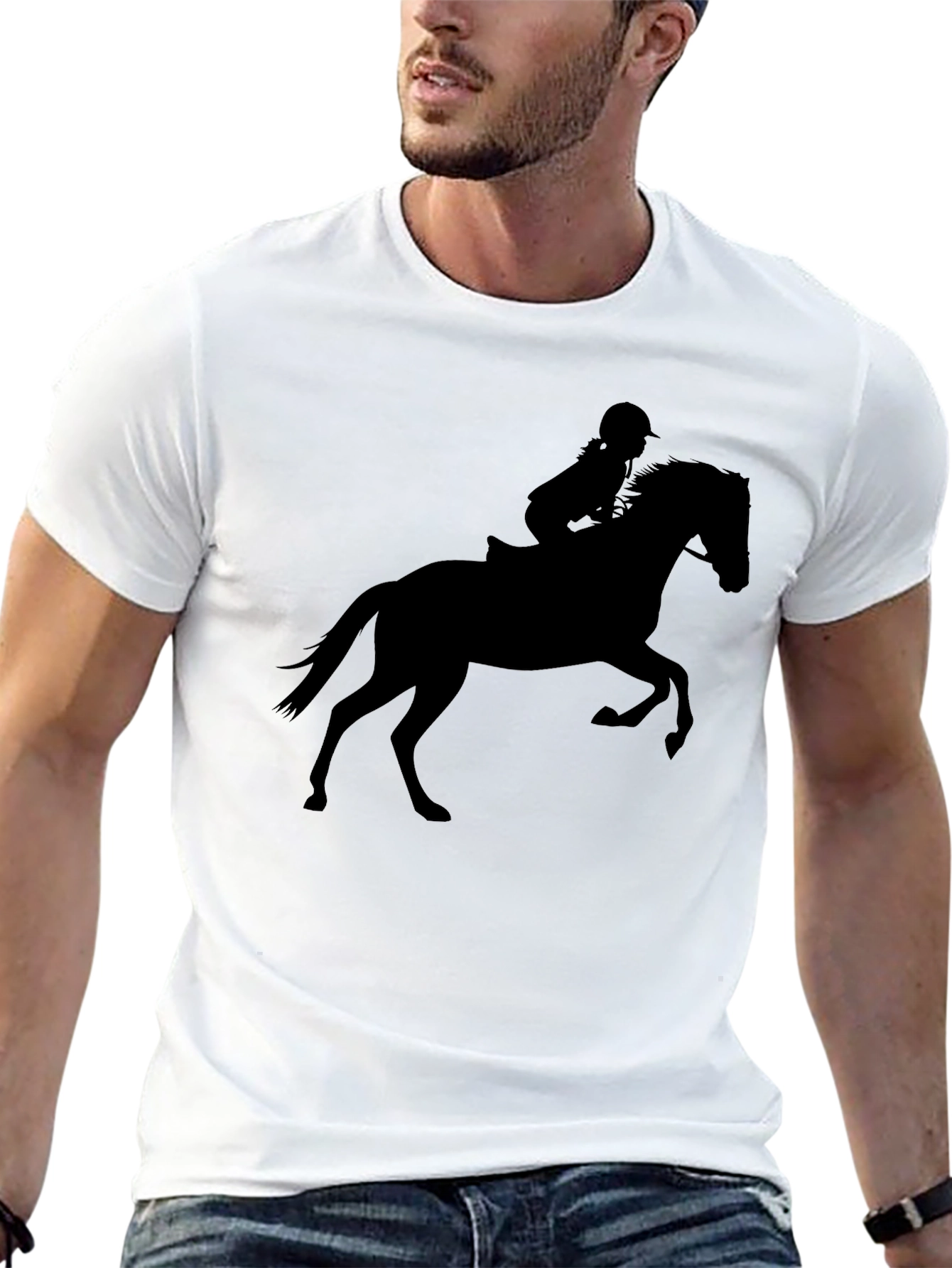Equestrian Silhouette T-Shirt - Black Cotton Tee