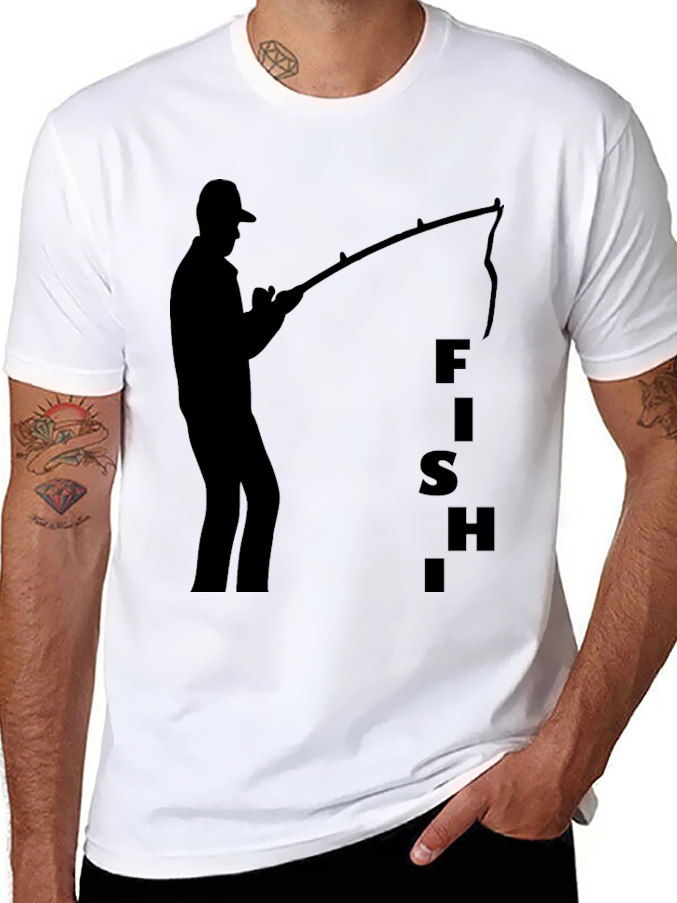 Fishing Silhouette Black T-Shirt