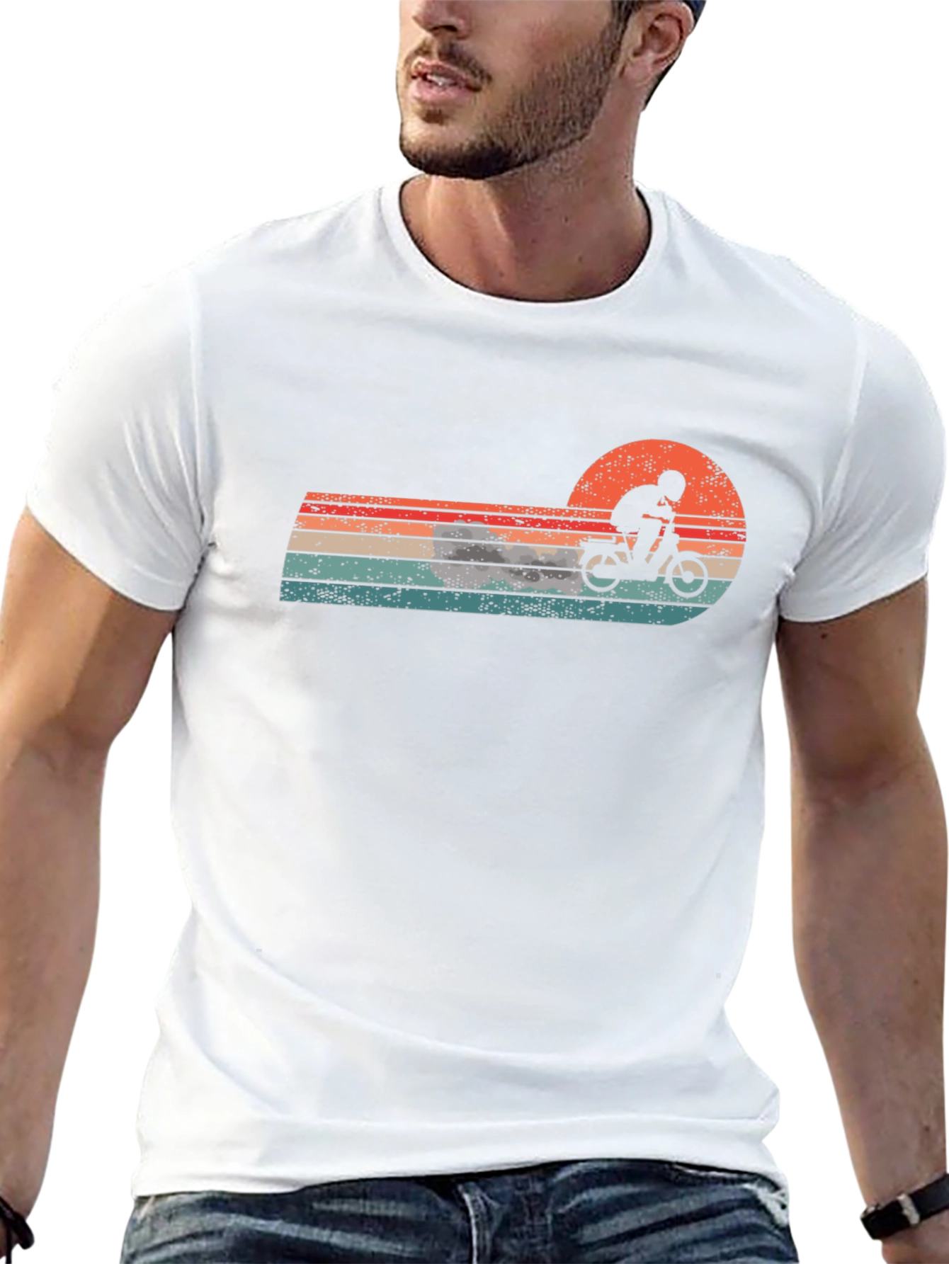 Retro Motorcycle Sunset Graphic Tee
