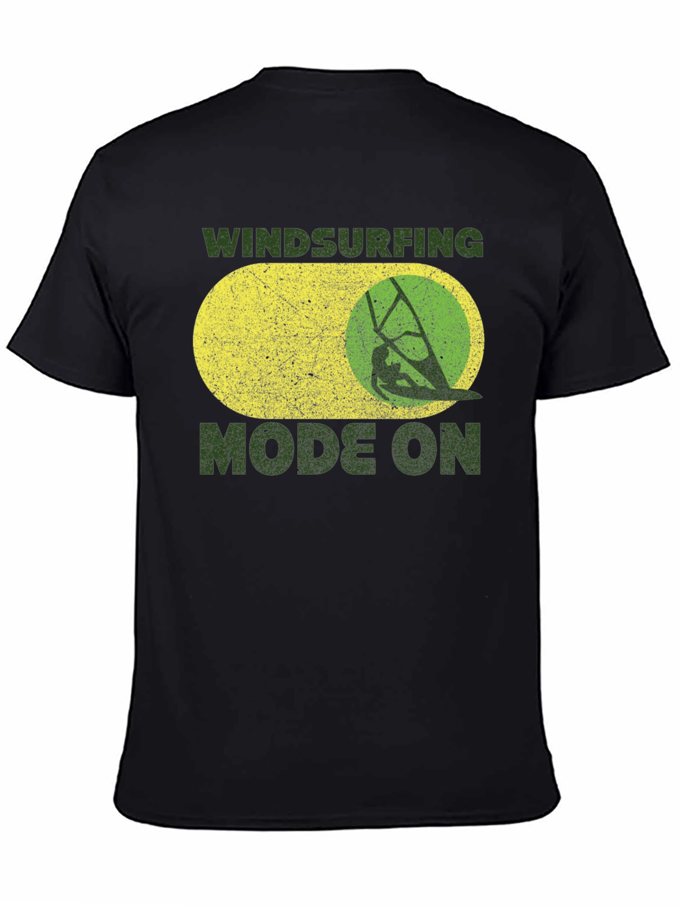 Windsurfing Mode On Black T-Shirt