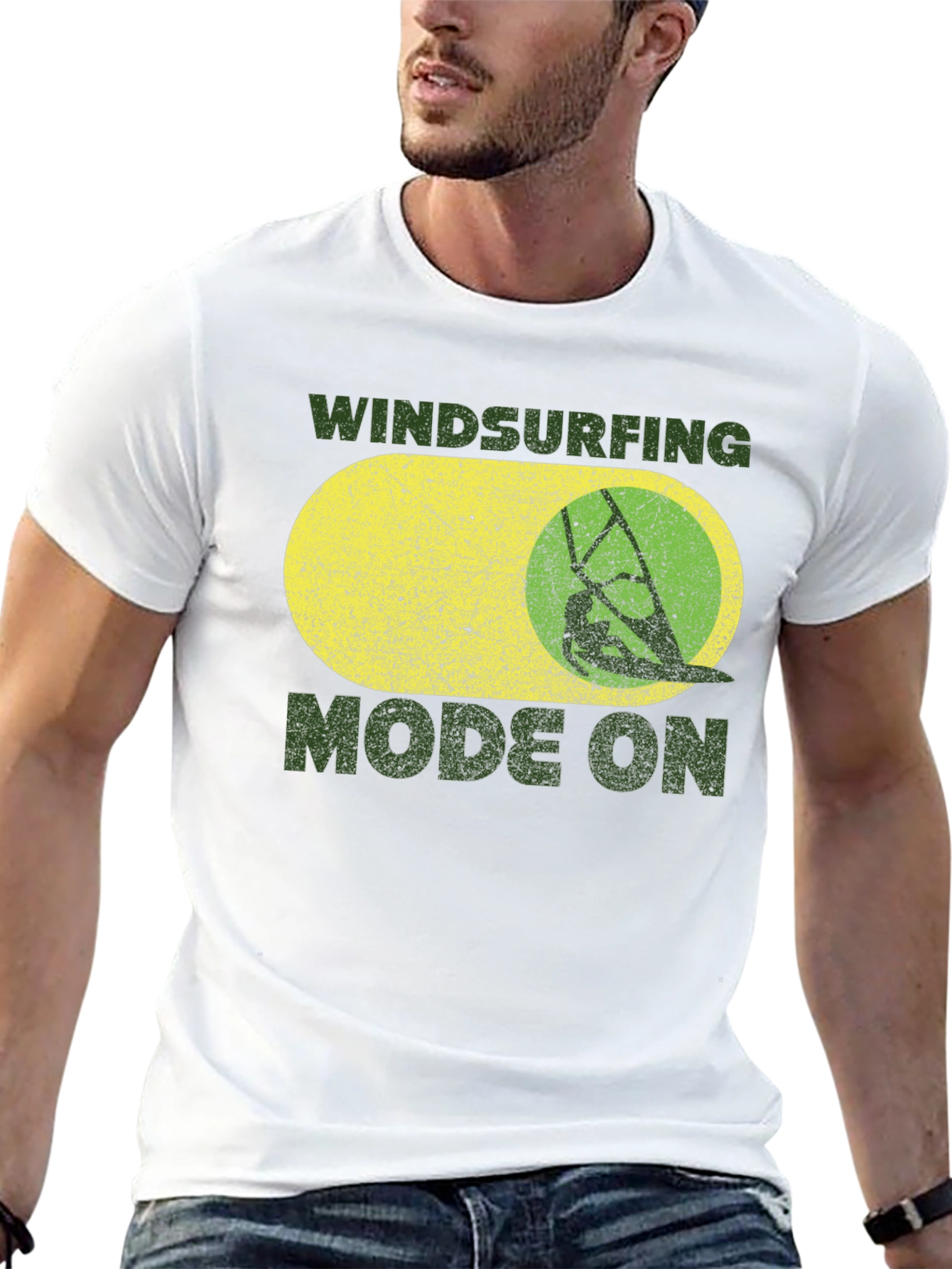 Windsurfing Mode On Black T-Shirt