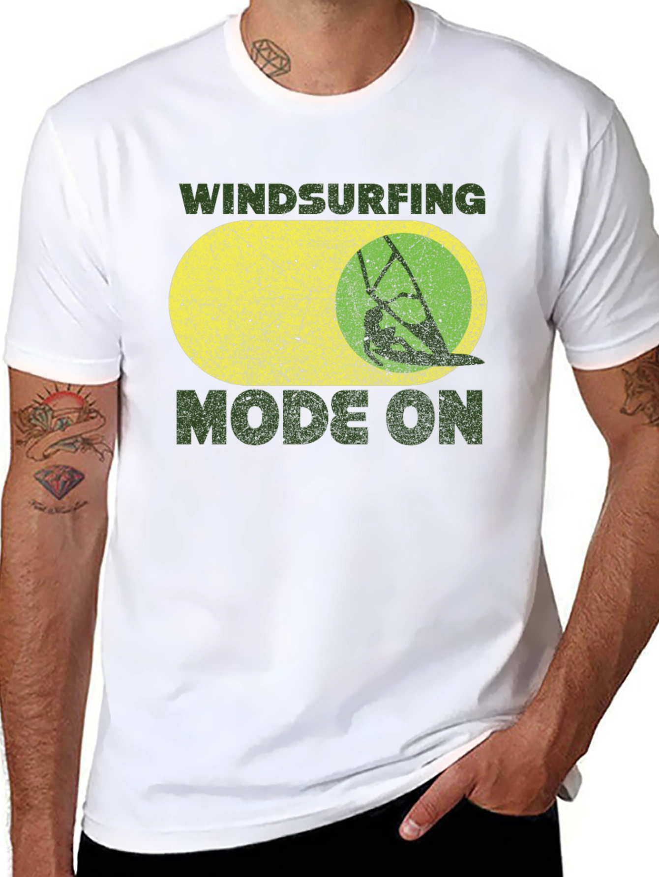 Windsurfing Mode On Black T-Shirt