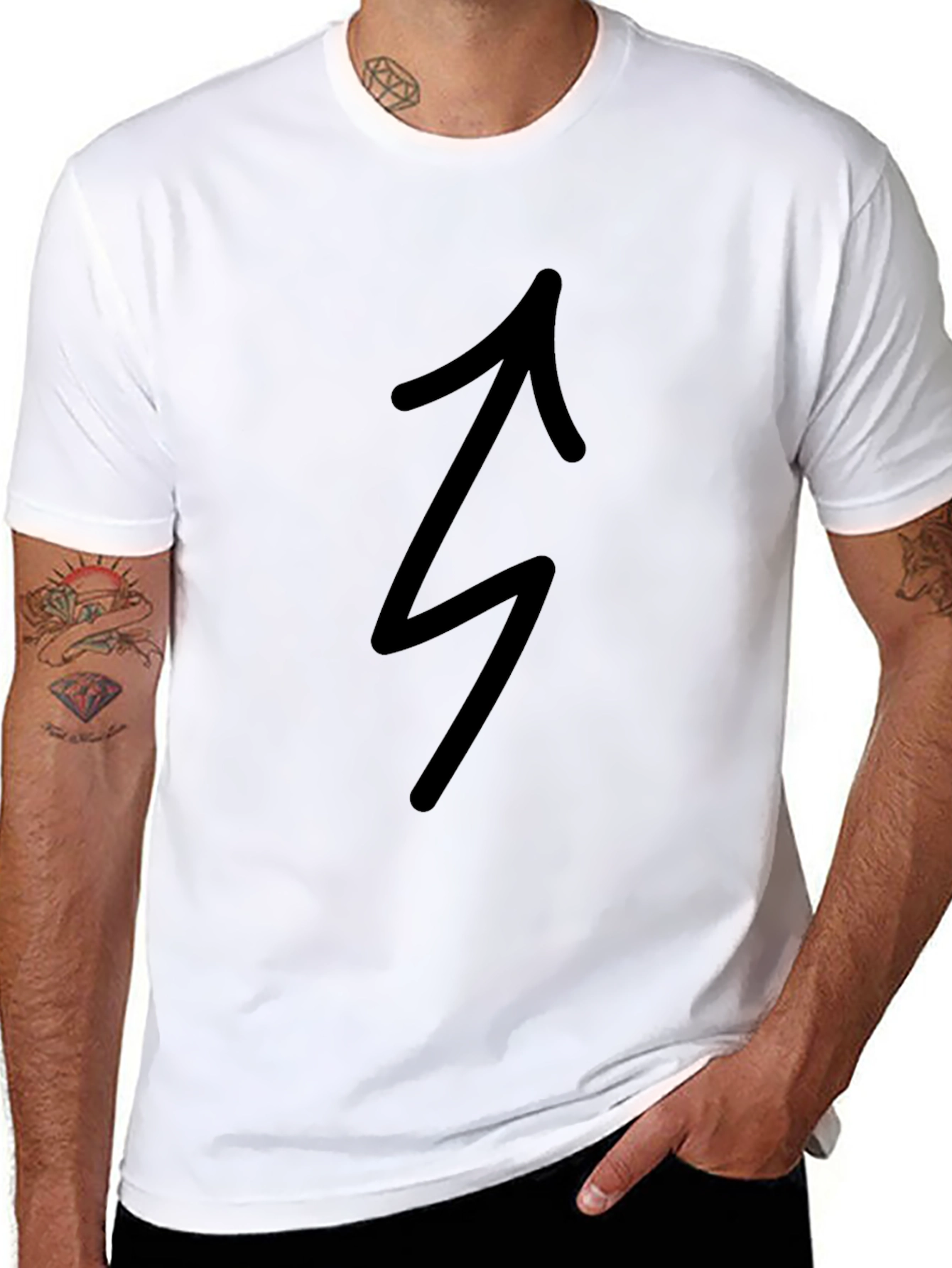 Black T-Shirt with Arrow Graphic