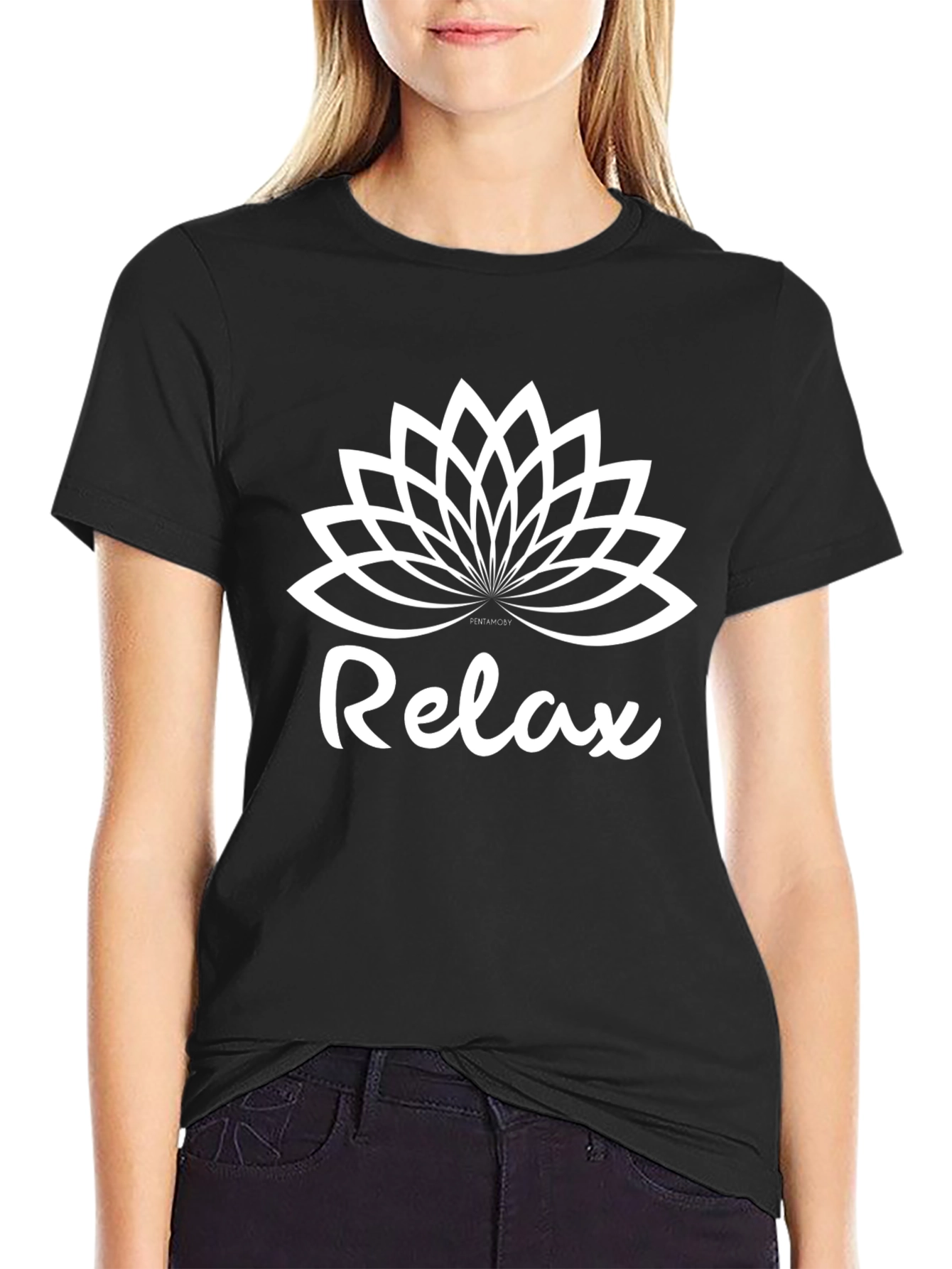 Relax Lotus Flower T-Shirt - Black