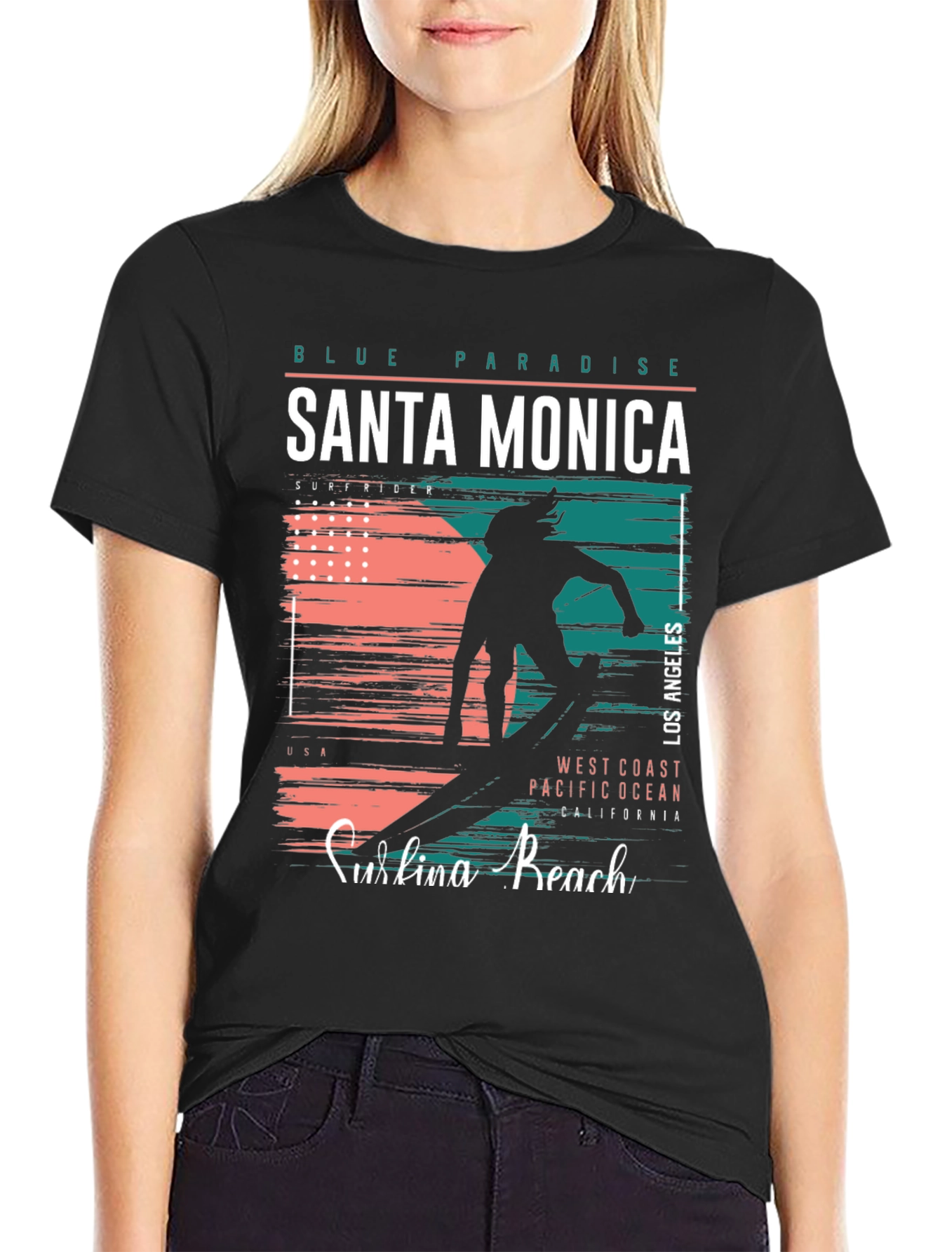 Santa Monica Surfer Graphic T-Shirt